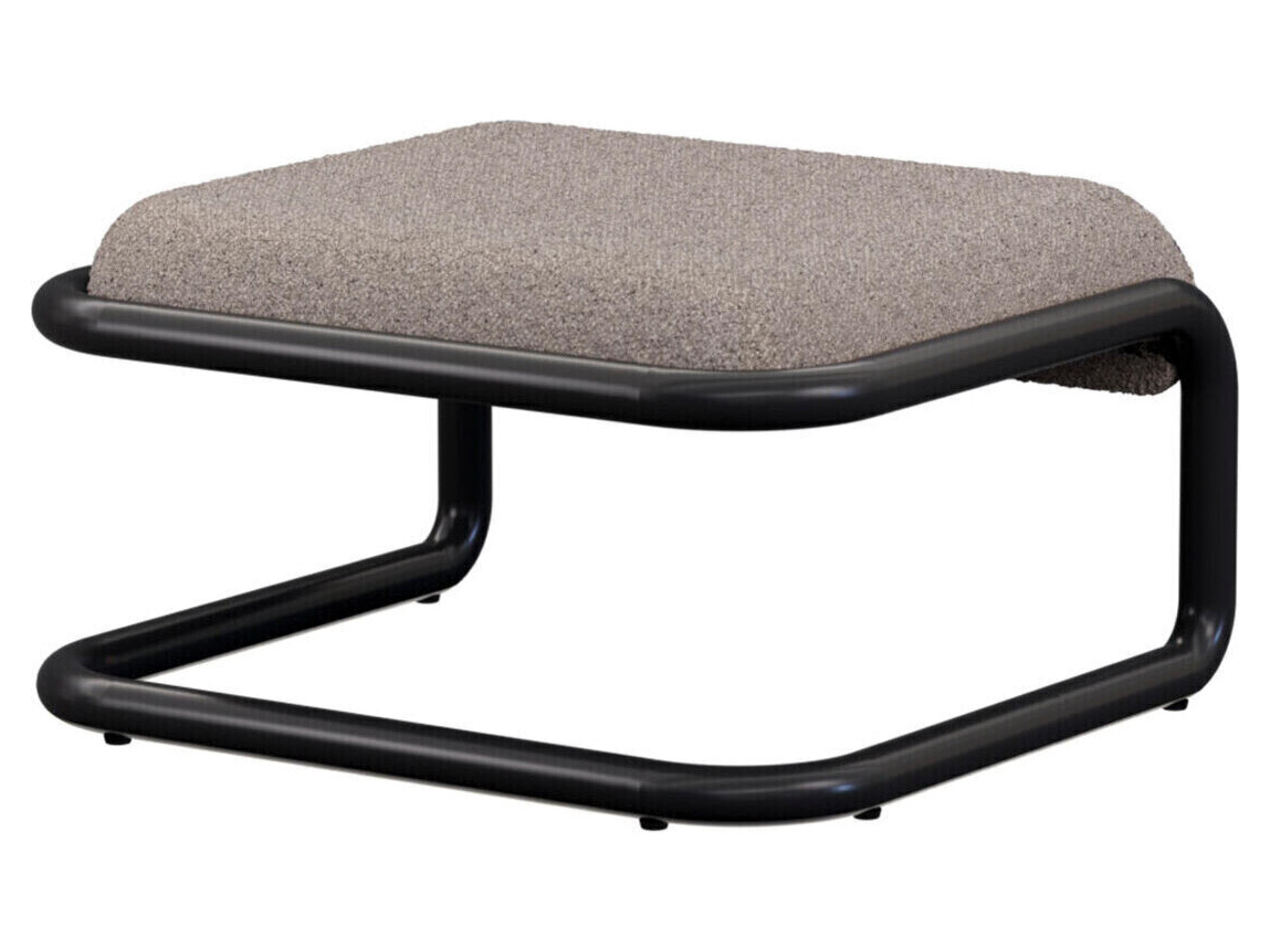 Bend Goods Tube Black Frame With Grey Boucle Fabric Upholstered Ottoman