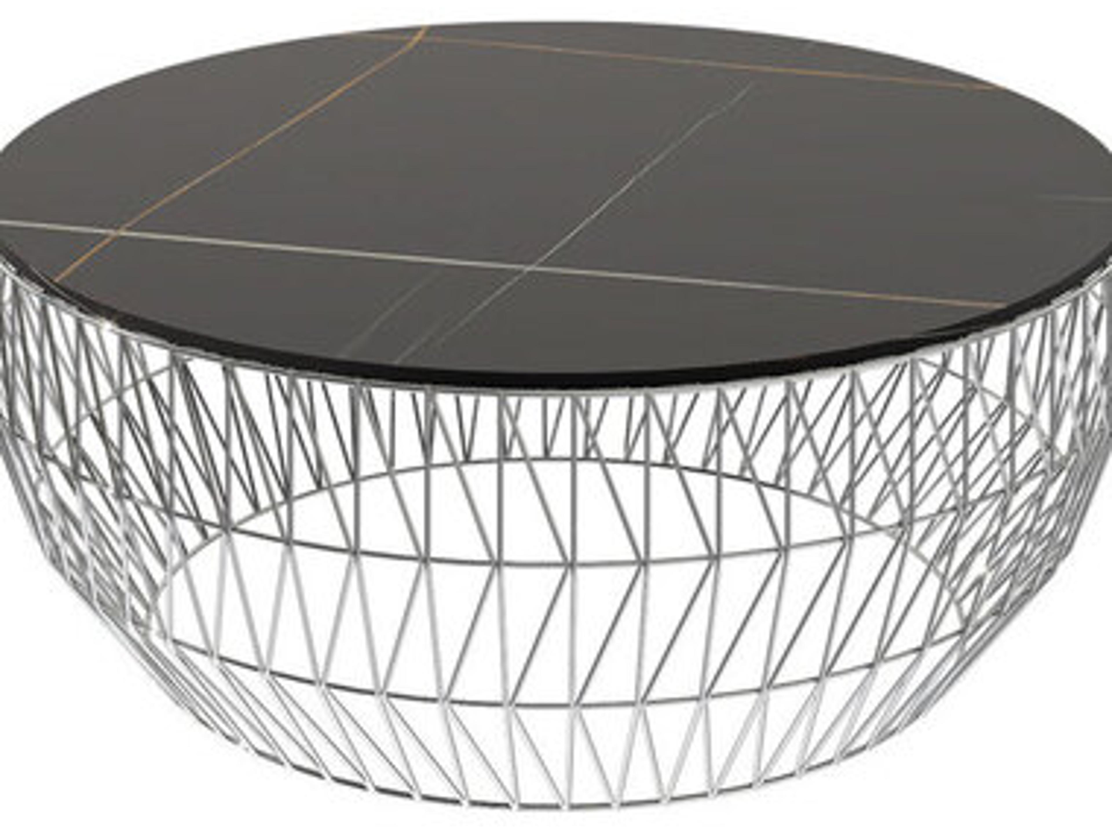 Bend Goods Outdoor Round Ceramic Stone Top in Black