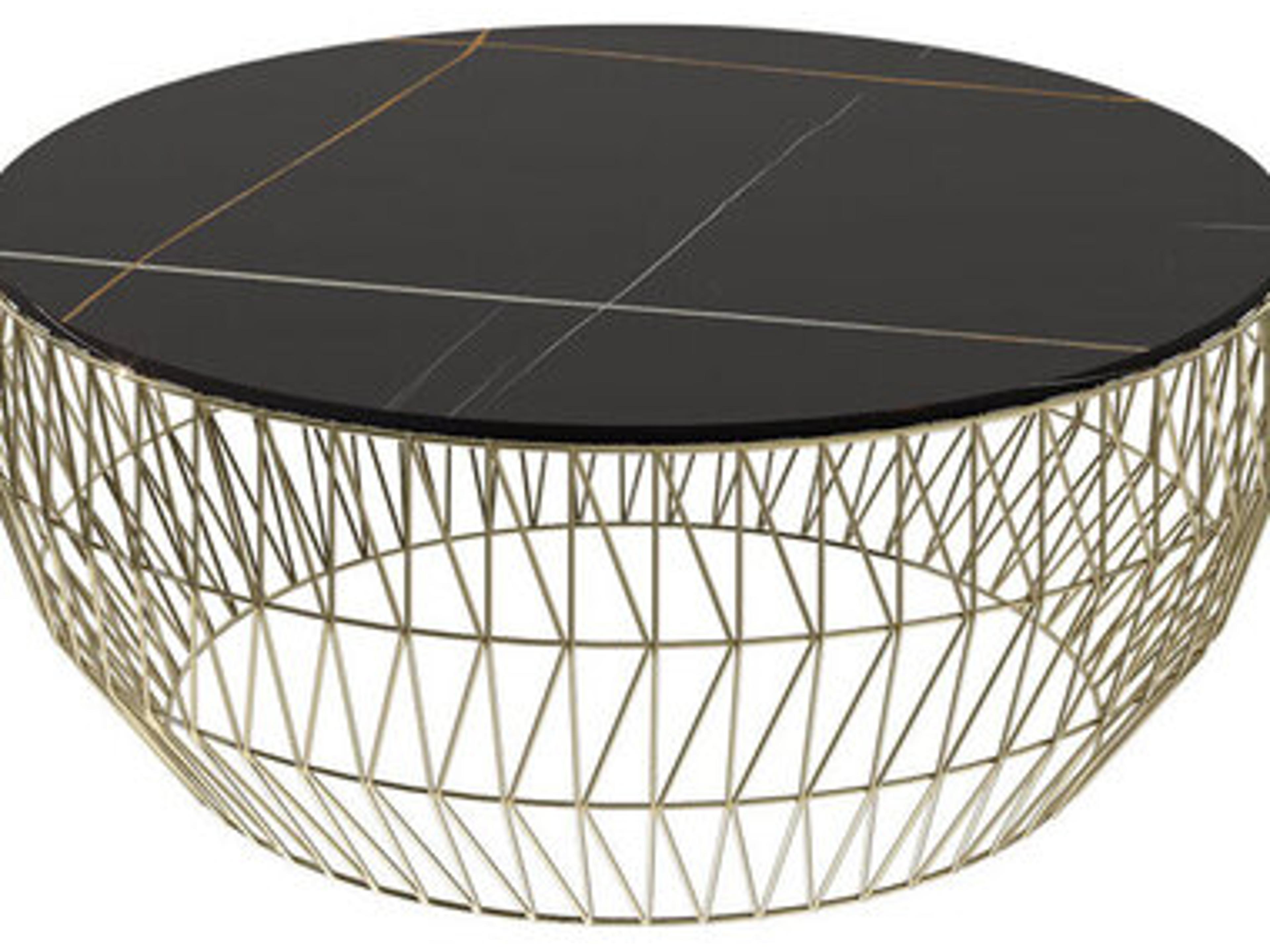 Bend Goods Outdoor Round Ceramic Stone Top in Black