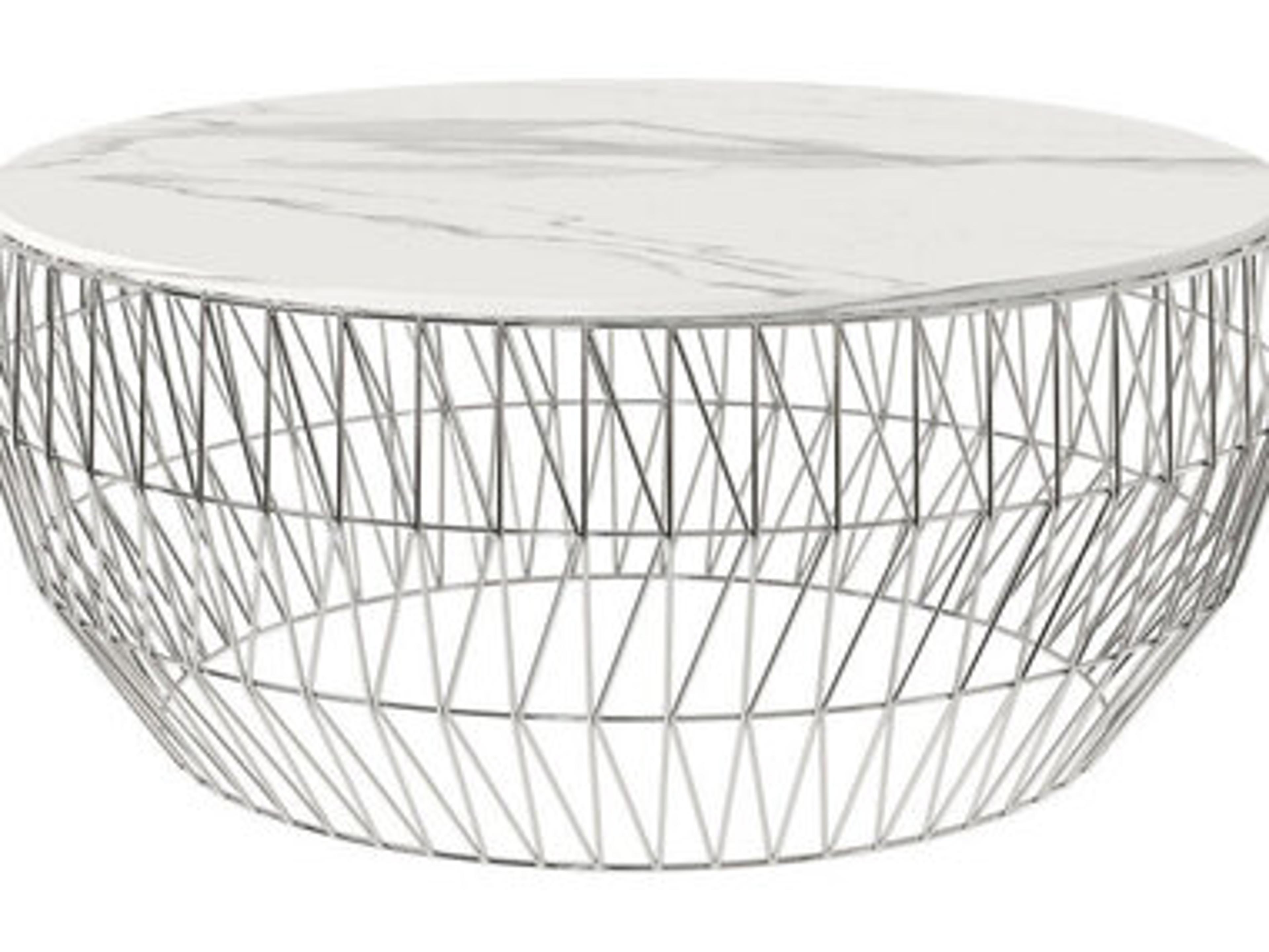 Bend Goods Outdoor Round Ceramic Stone Top in White