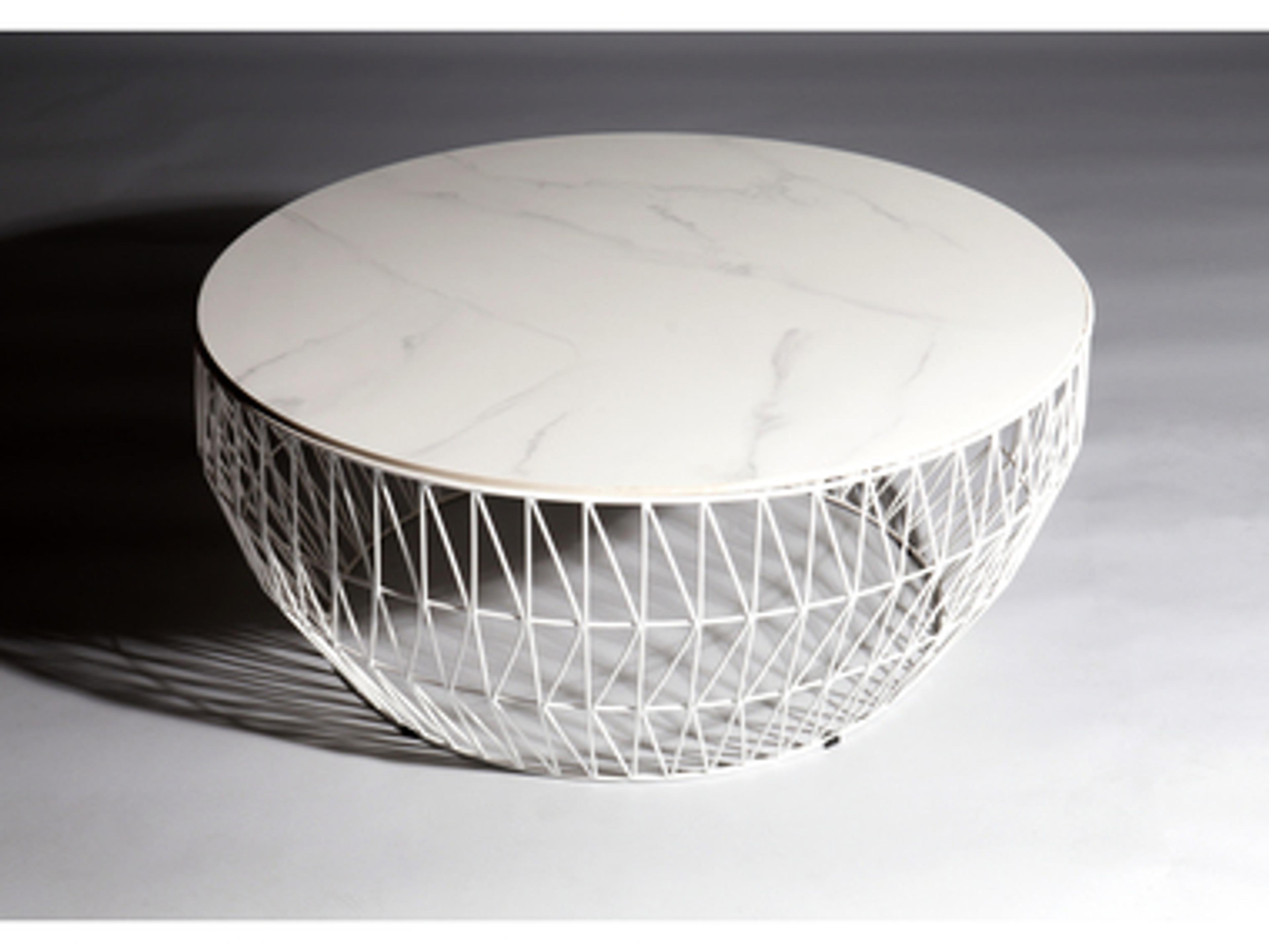Bend Goods Outdoor Round Ceramic Stone Top in White