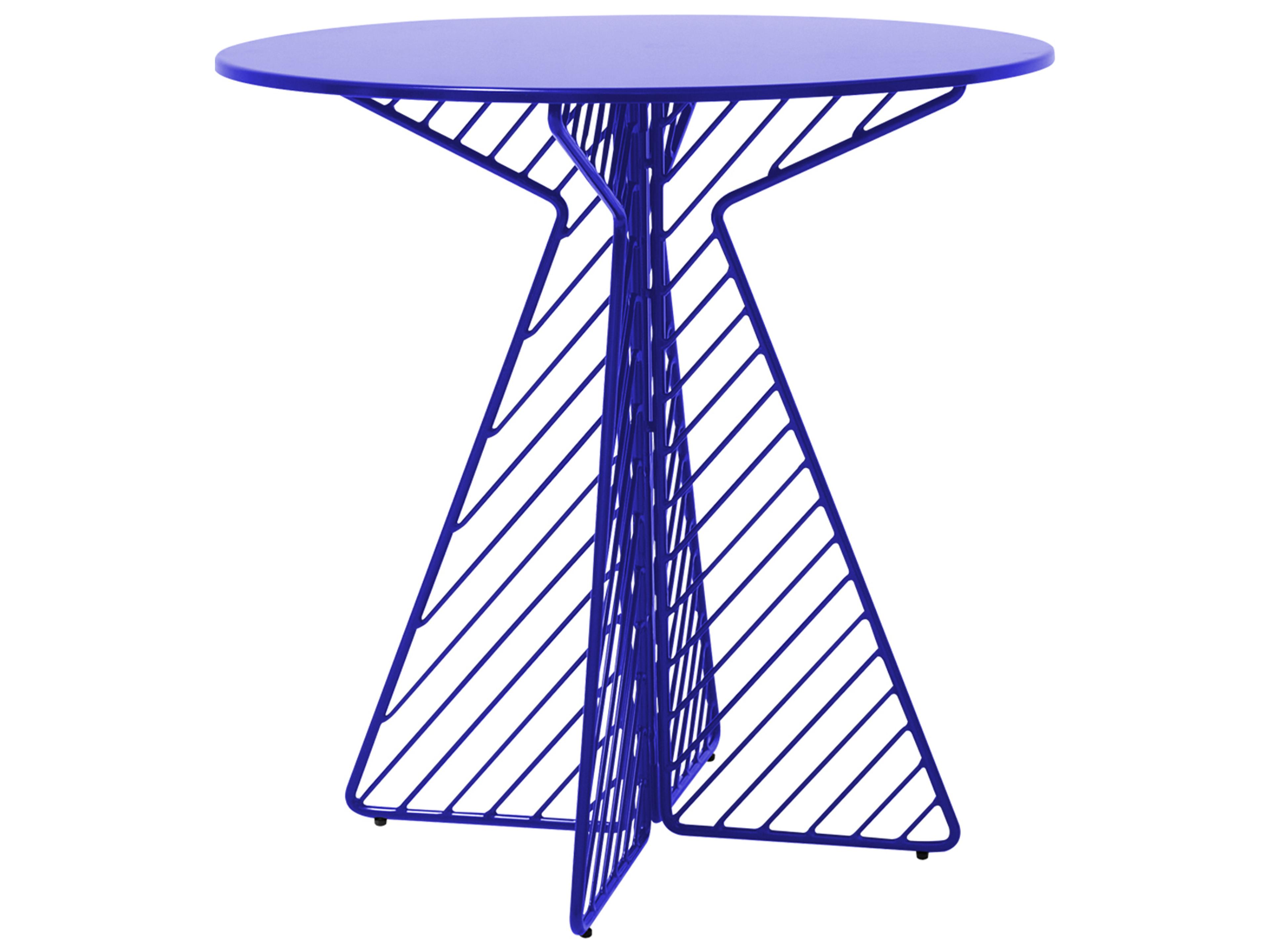 Cafe Galvanized Iron Electric Blue Round Bistro Table