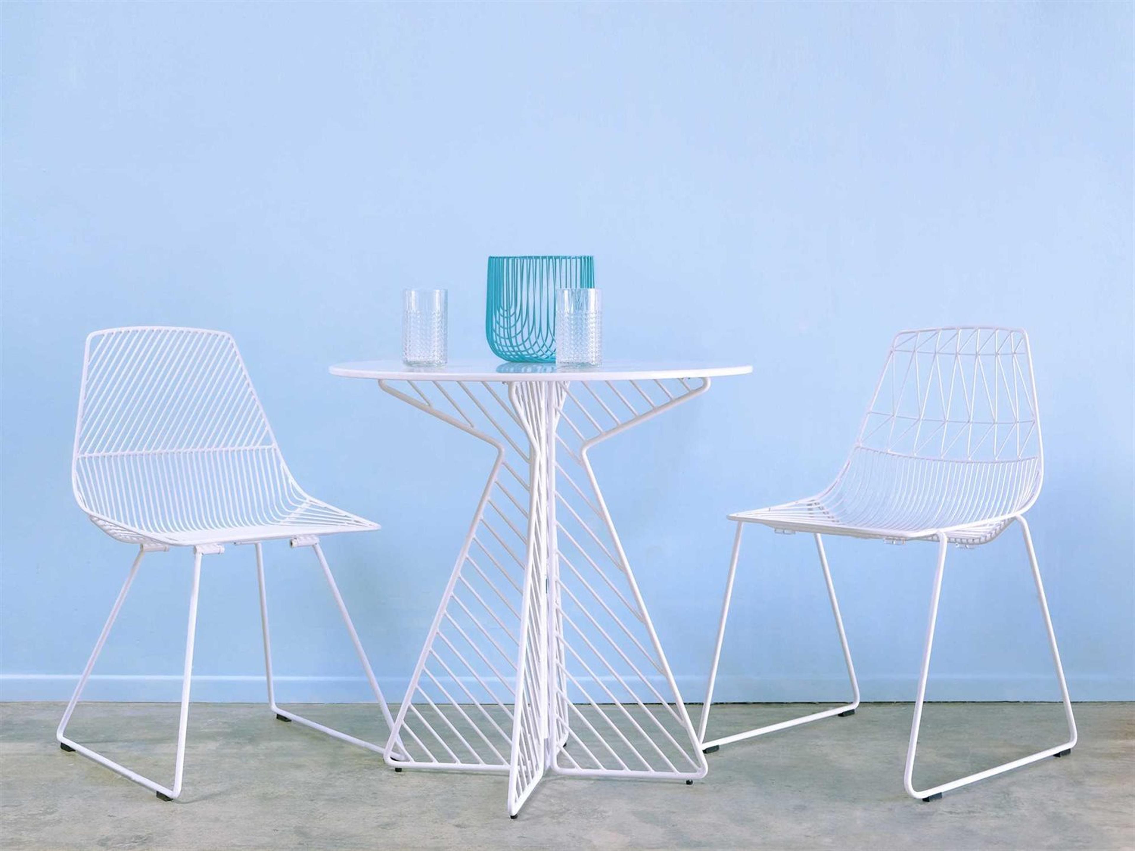 Bend Goods Outdoor Cafe Galvanized Iron White Round Dining Table