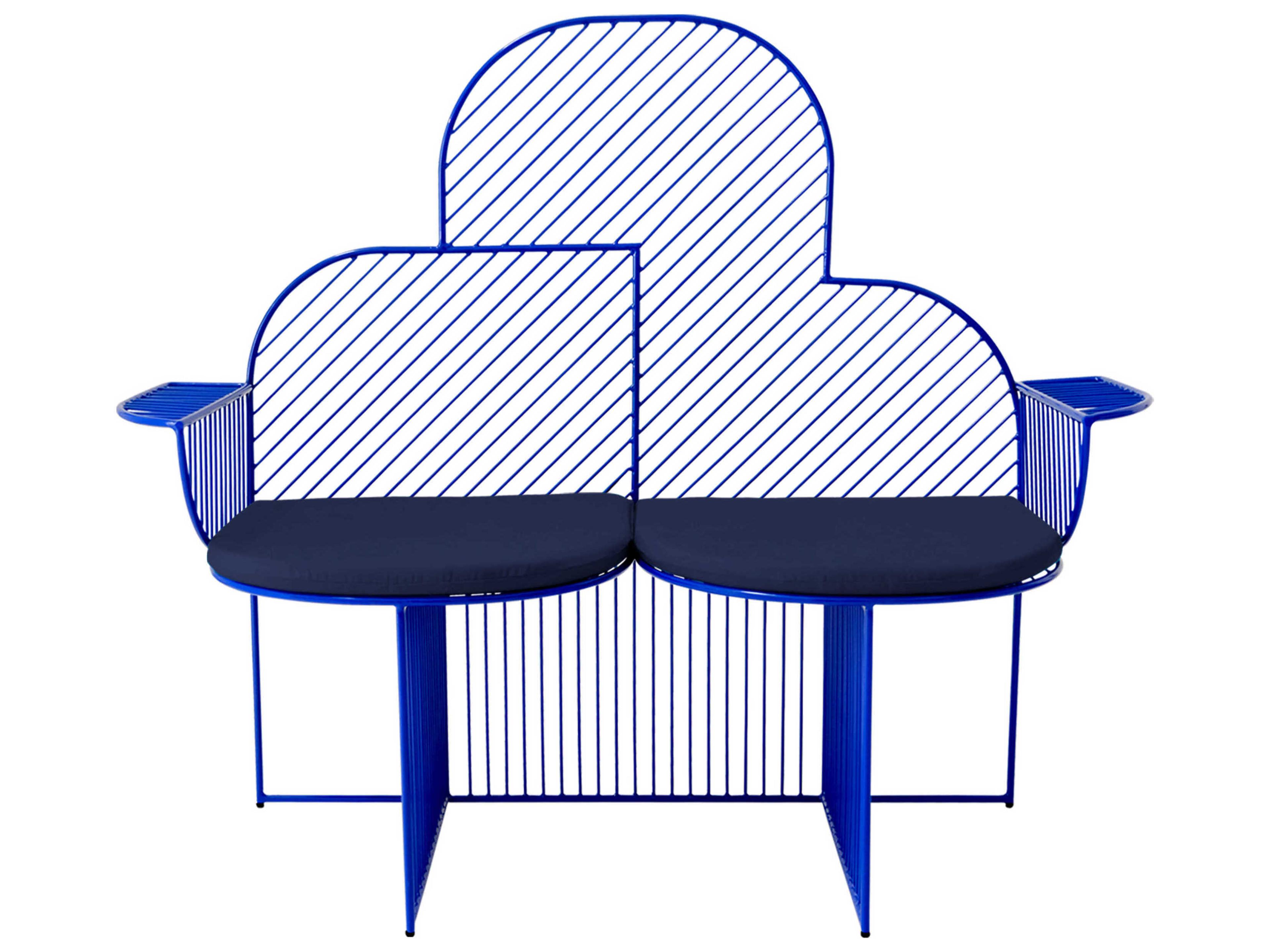 Bend Goods Outdoor Cloud Galvanized Iron Blue Bench