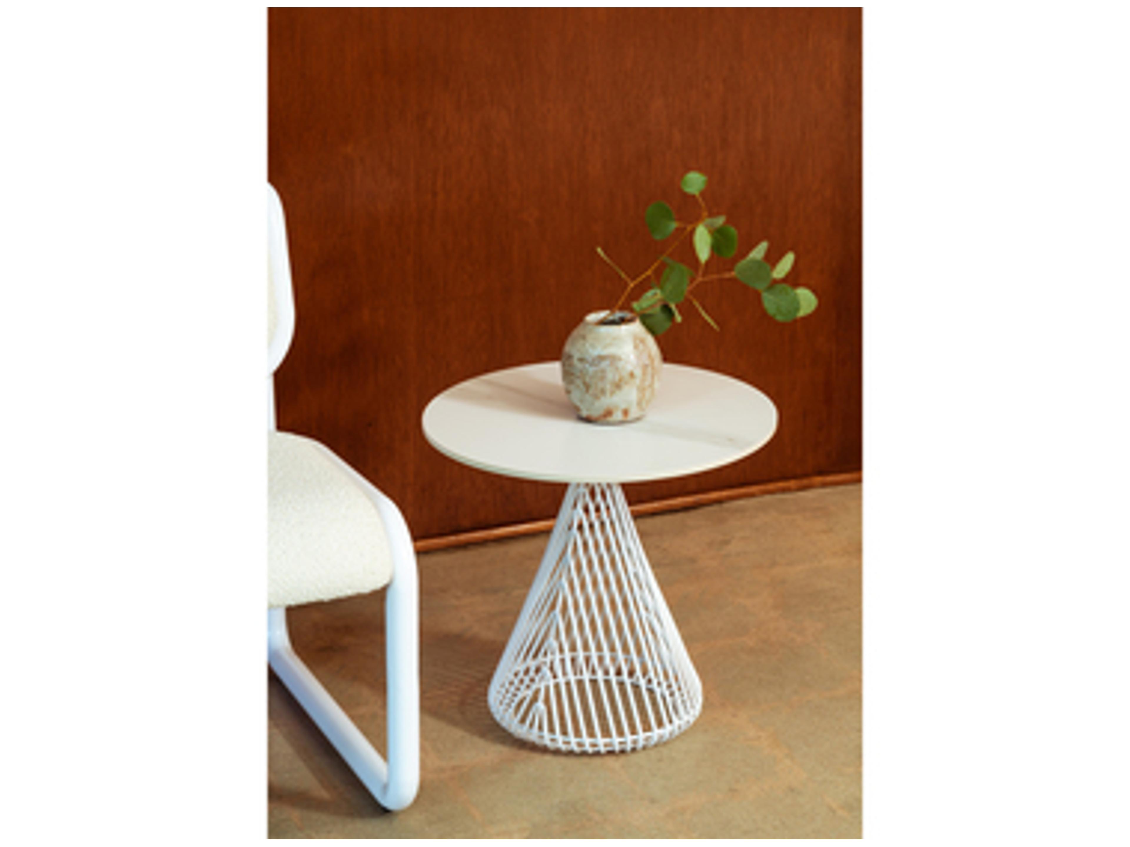 Bend Goods Outdoor Cono Galvanized Iron White 12.5" Round Table Tray