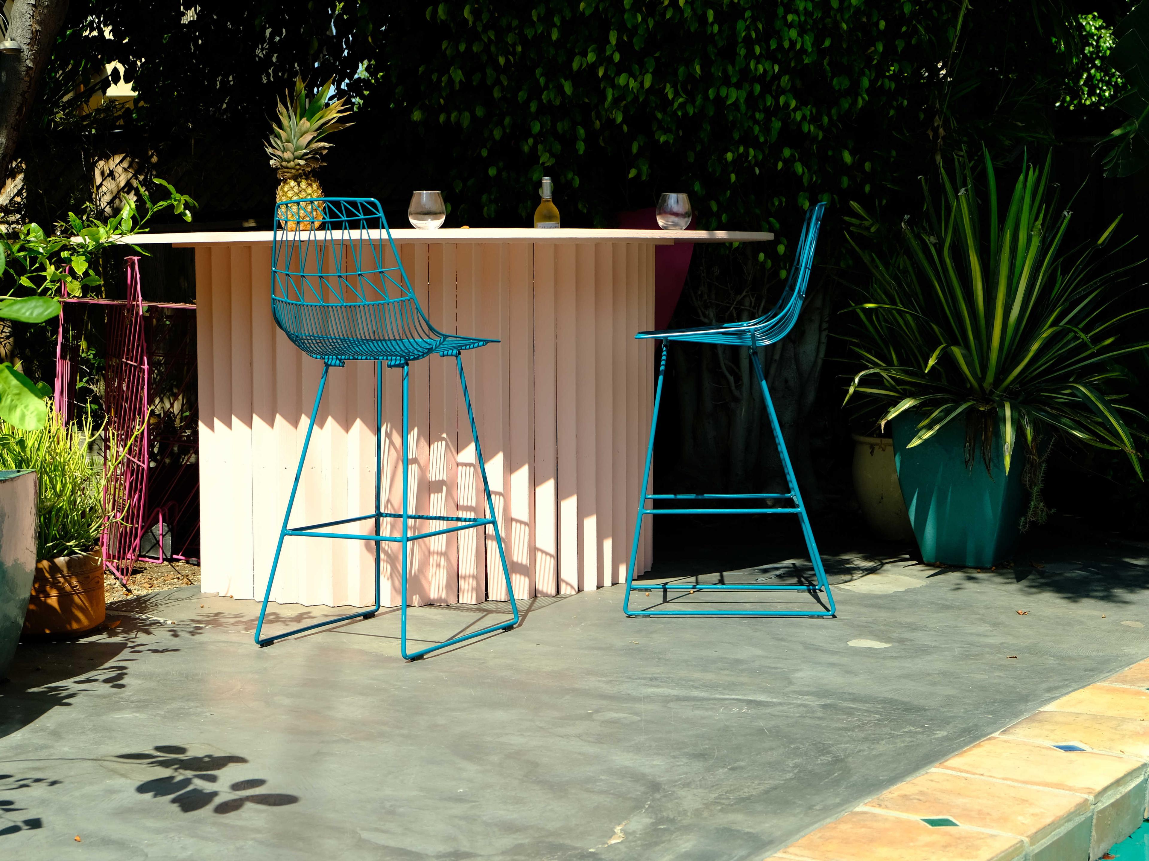 Bend Goods Outdoor Lucy Galvanized Iron Peacock Counter Stool