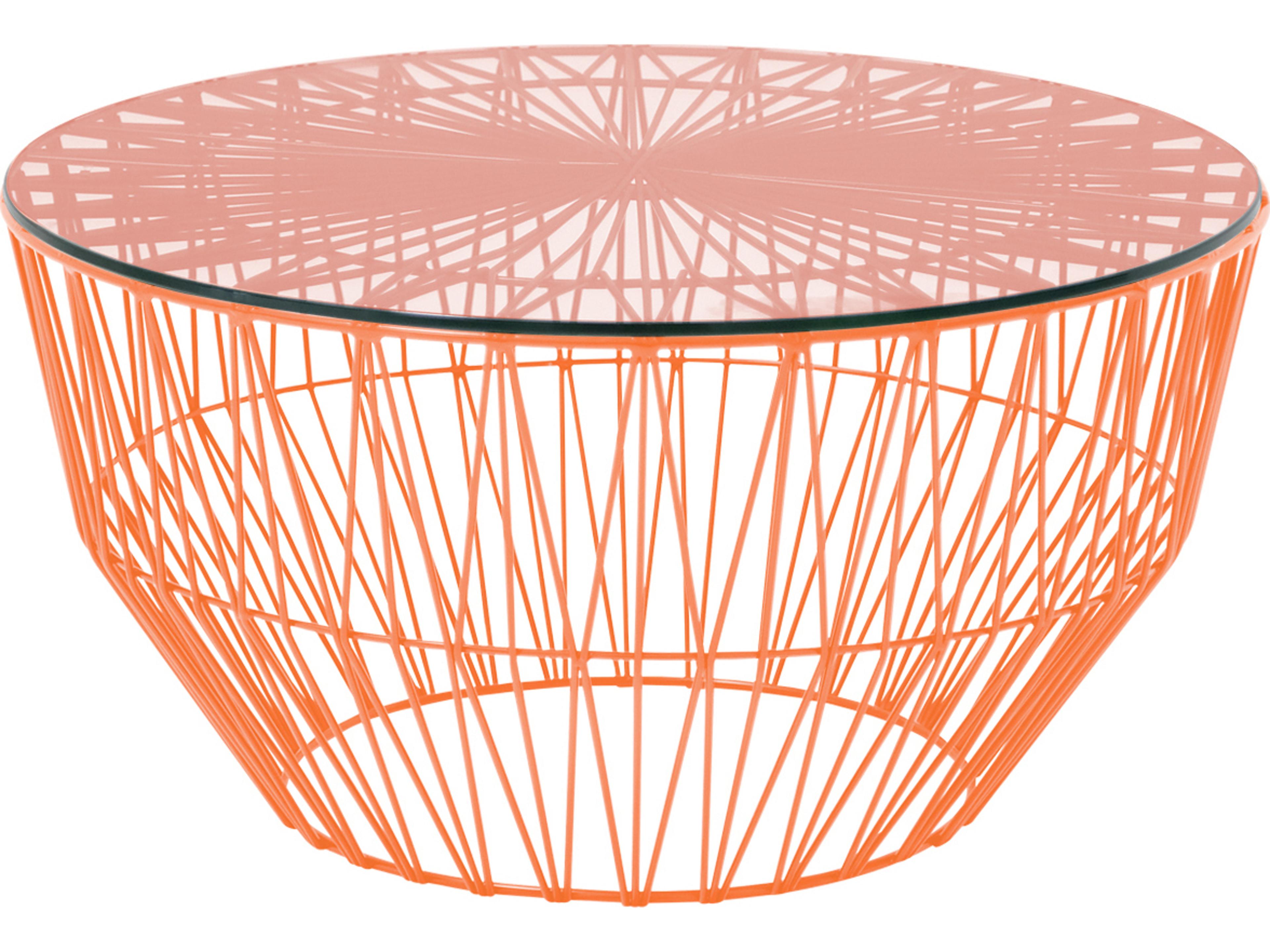 Bend Goods Outdoor Drum Galvanized Iron Orange Round End Table
