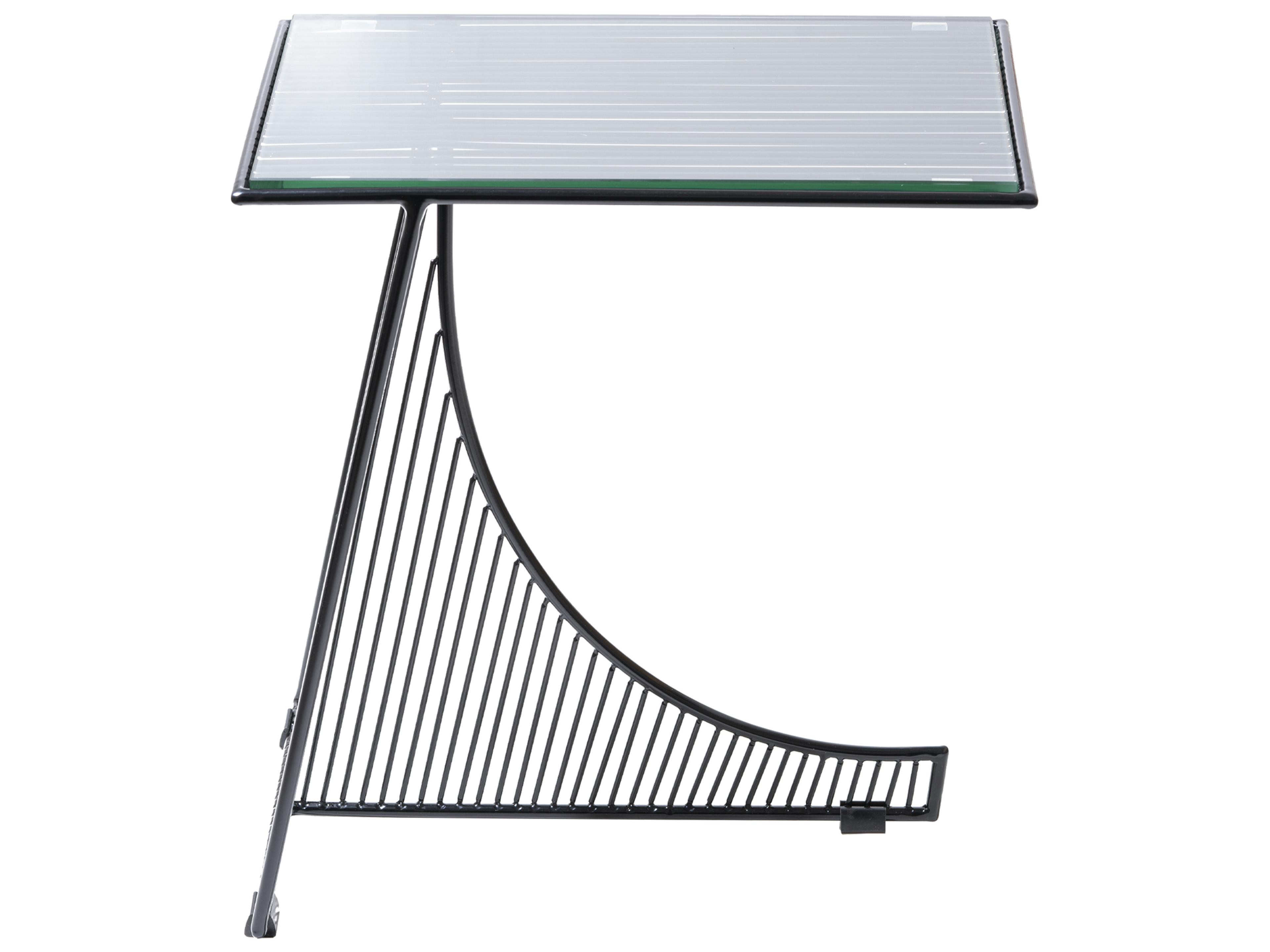 Bend Goods Outdoor Eclipse Galvanized Iron Black Rectangular End Table