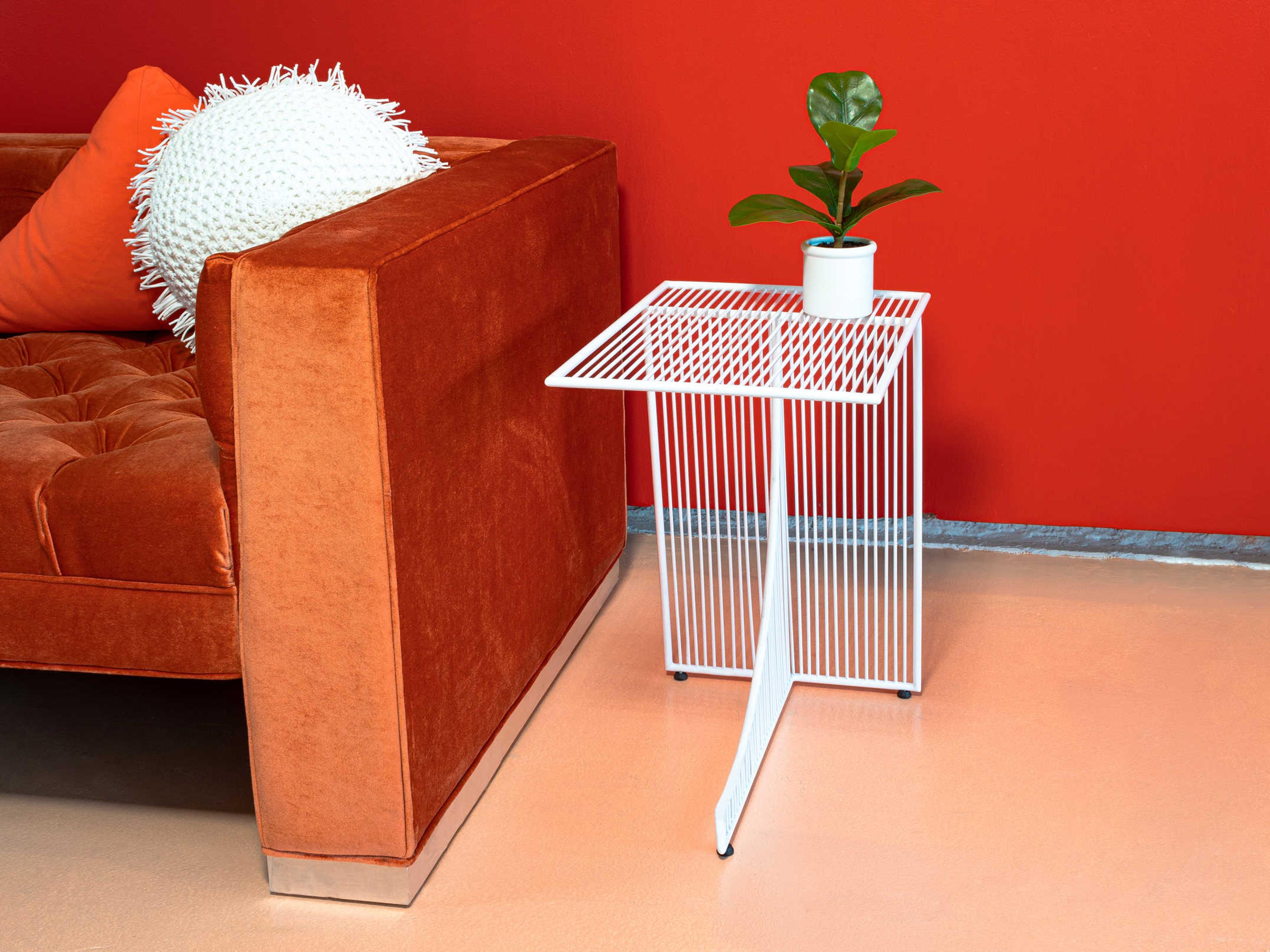 Bend Goods Outdoor Eclipse Galvanized Iron White Rectangular End Table