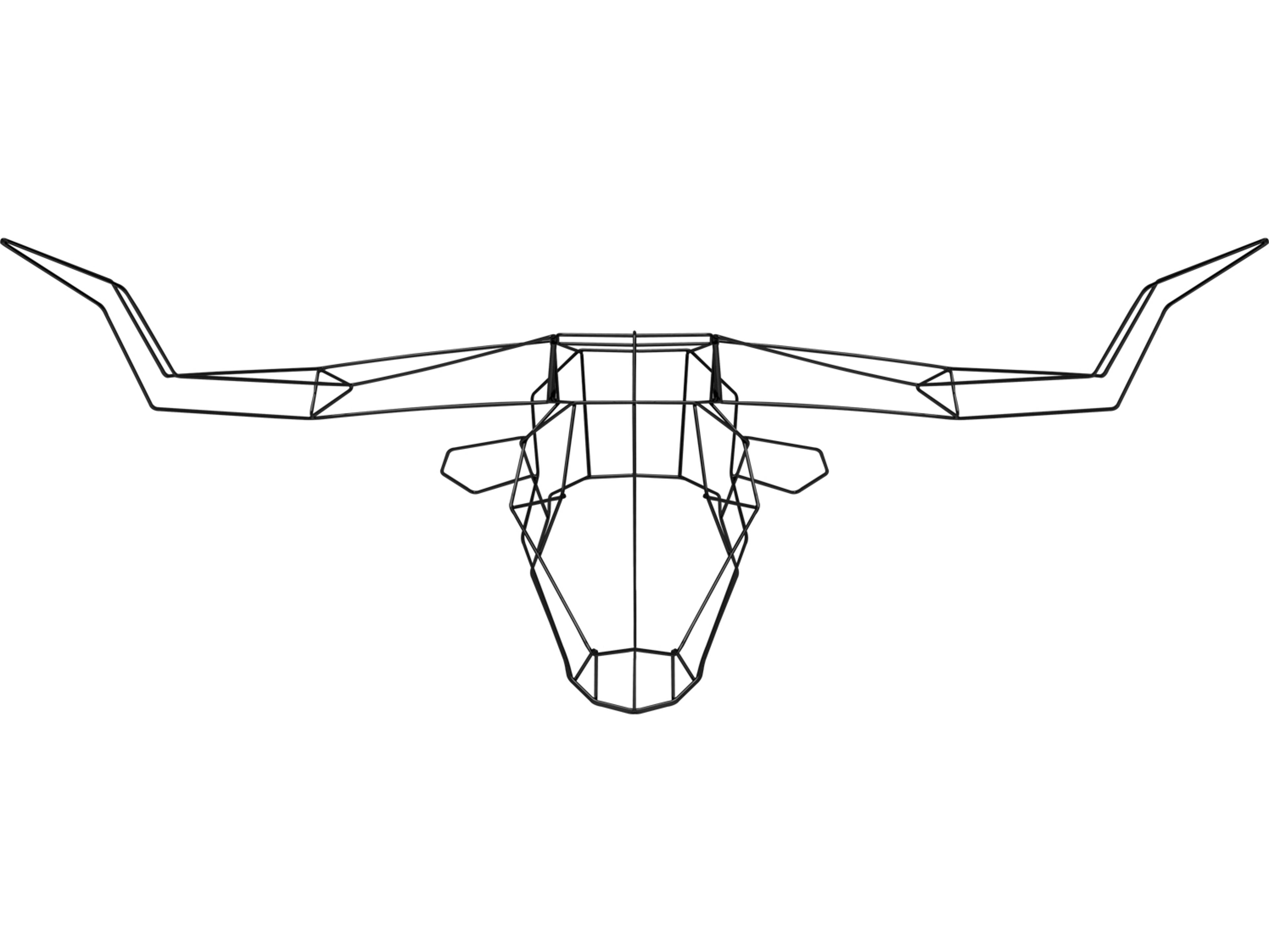 Galvanized Iron Black Long Horn Wall Decor