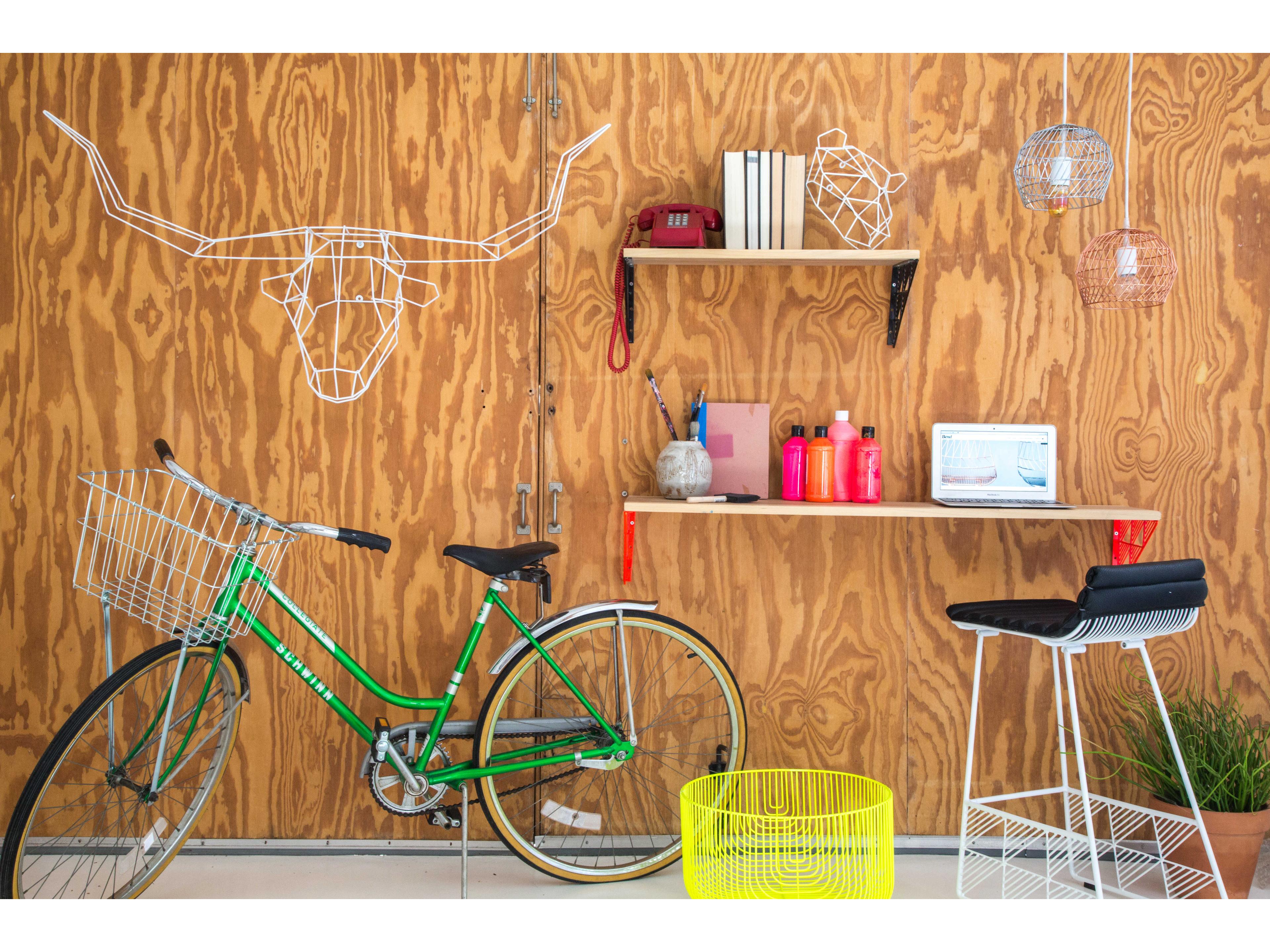 Bend Goods Outdoor Galvanized Iron White Long Horn Wall Decor