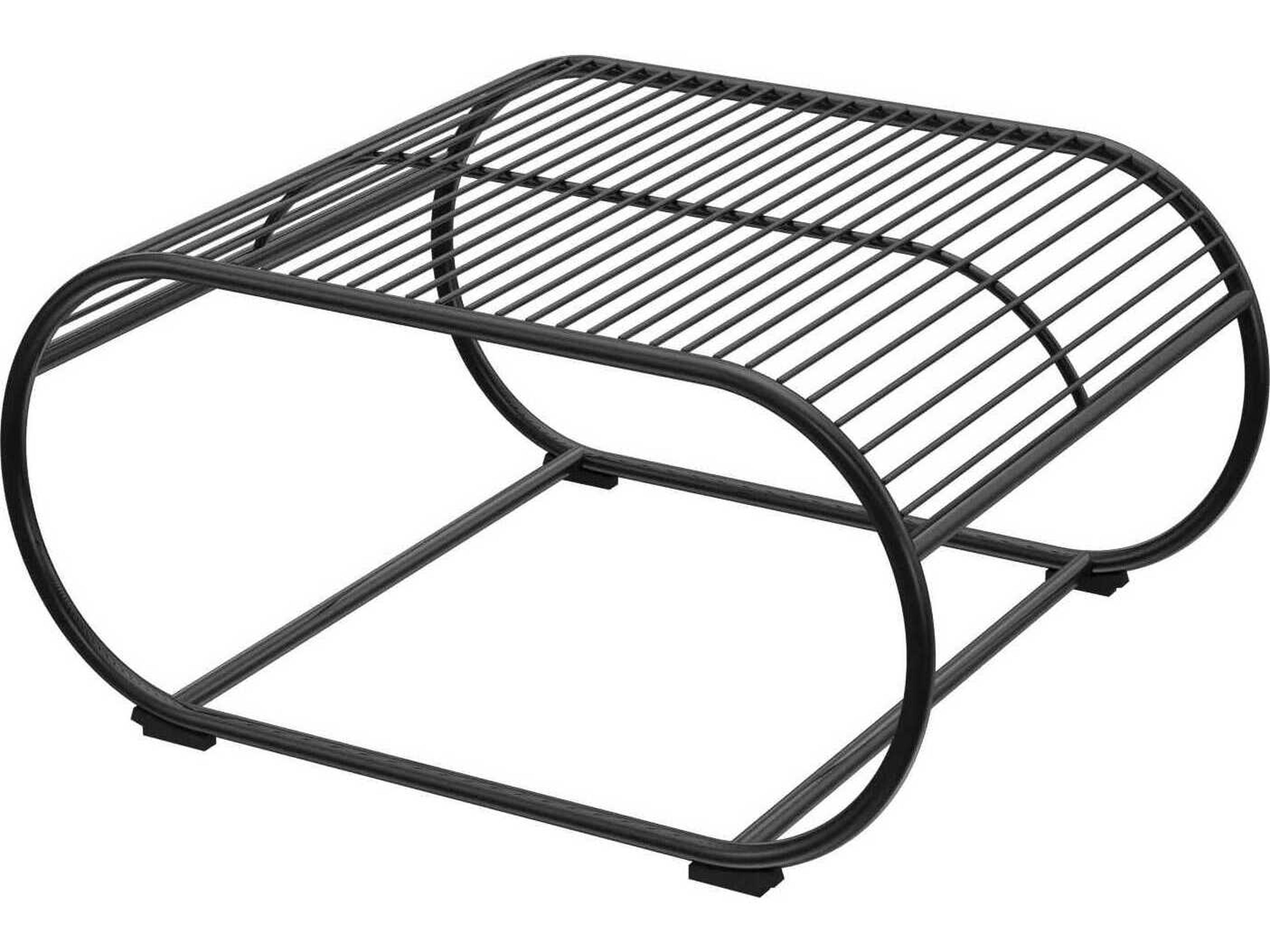 Loop Wrought Iron Black Ottoman/Table