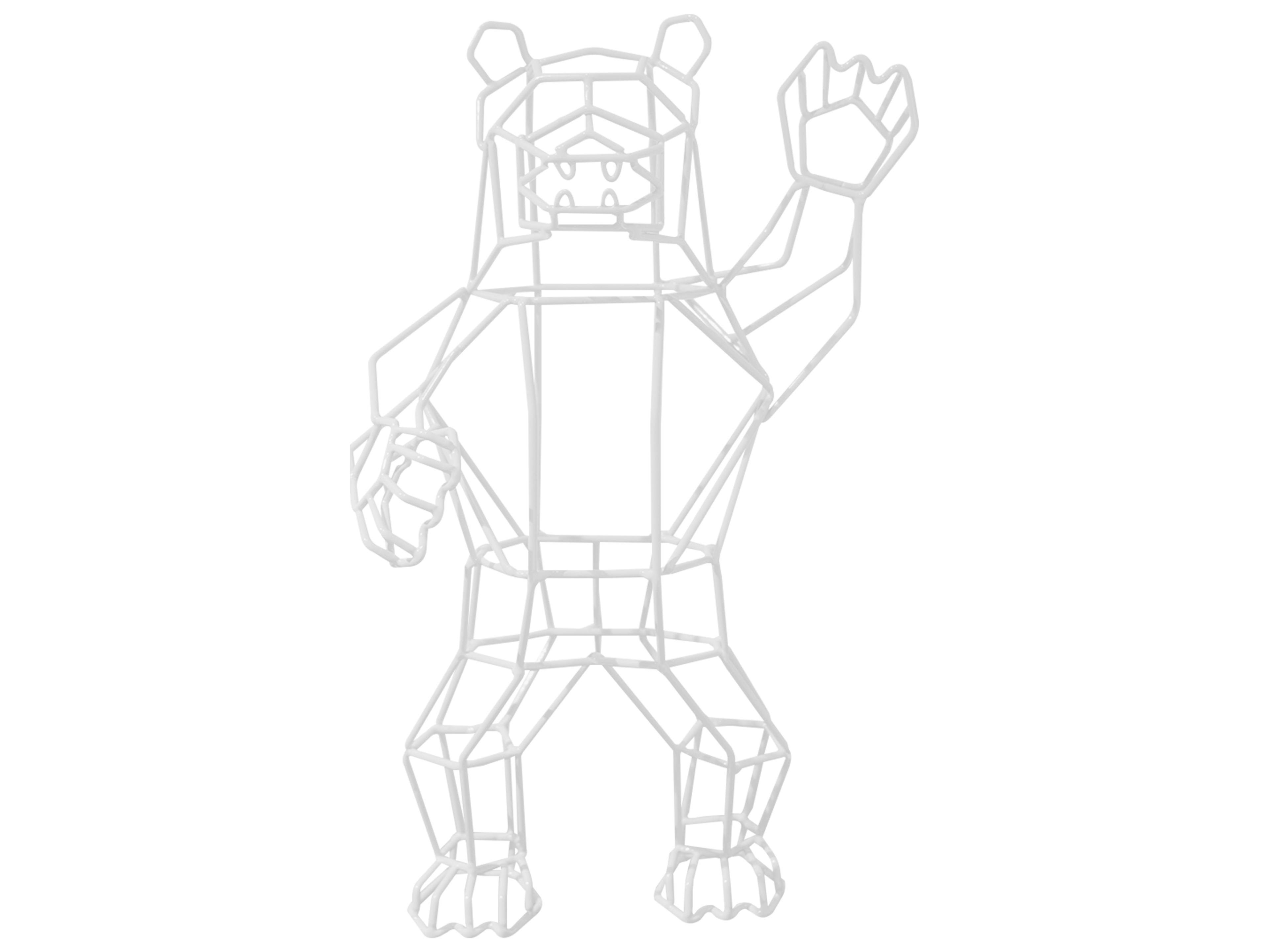 Galvanized Iron White Marching Bear Figurine