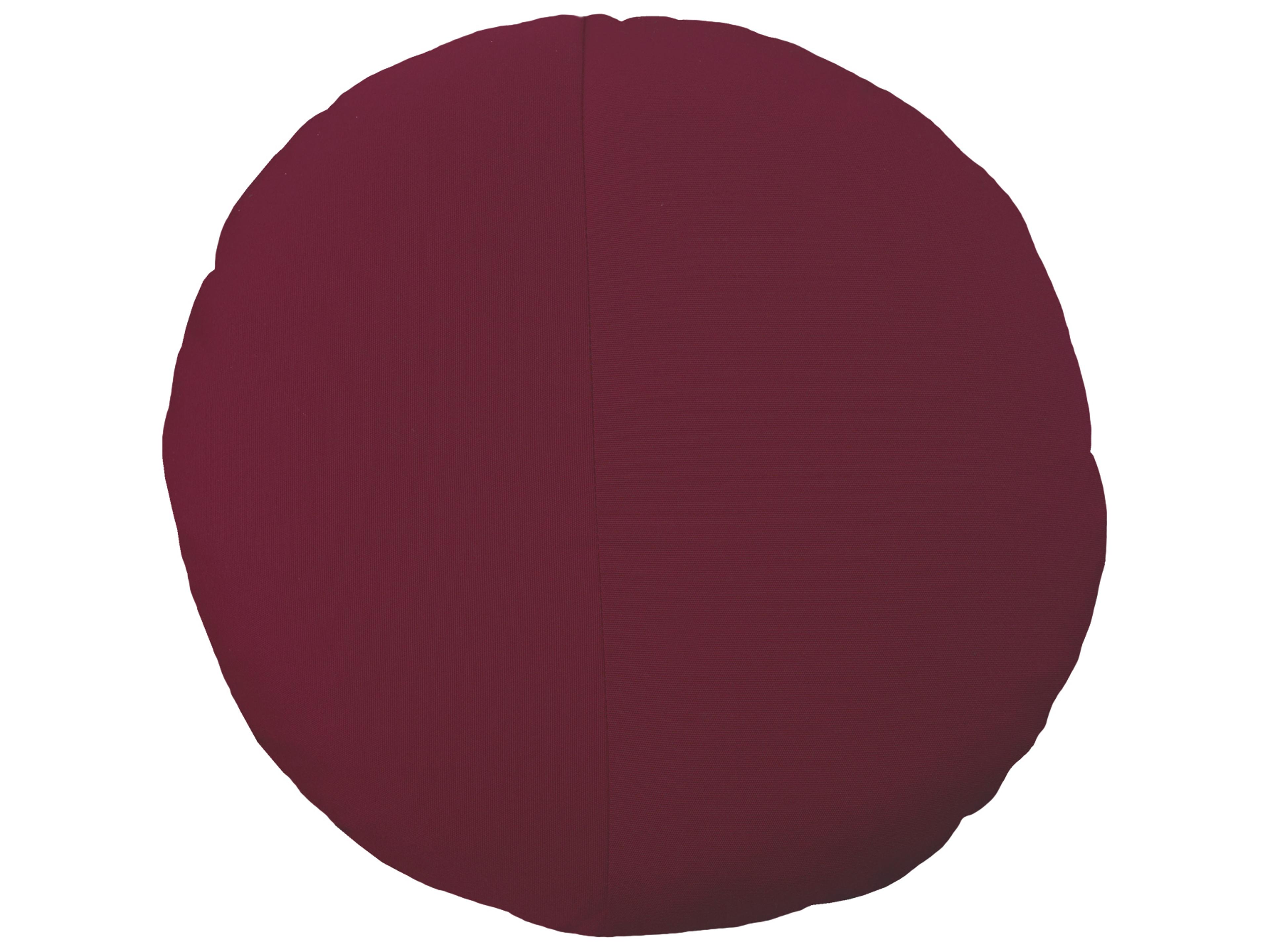Burgundy 15-Inch Round Sunbrella Throw Pillow