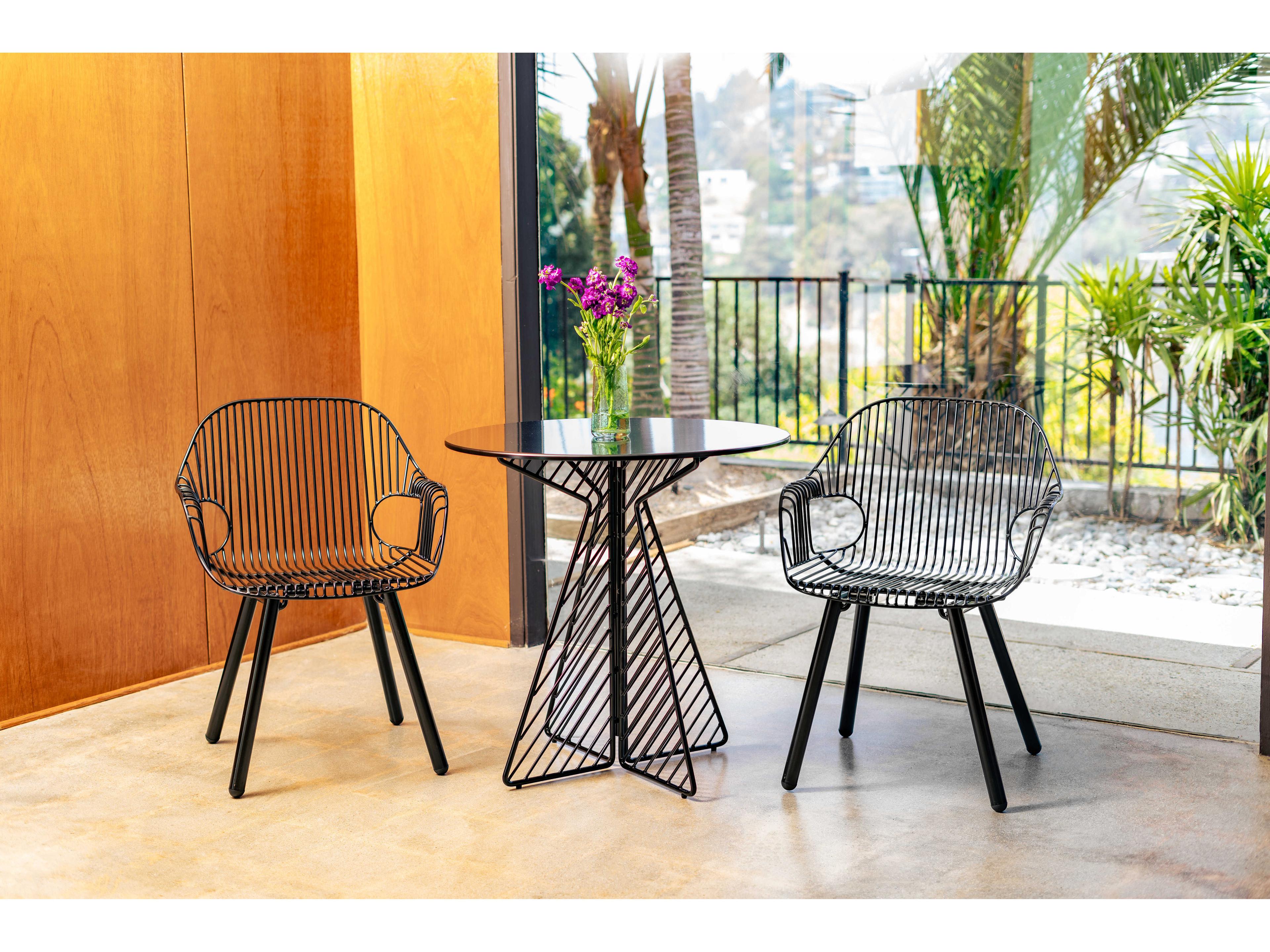 Bend Goods Outdoor Rita Steel with Galvanized Iron Black Dining Arm Chair