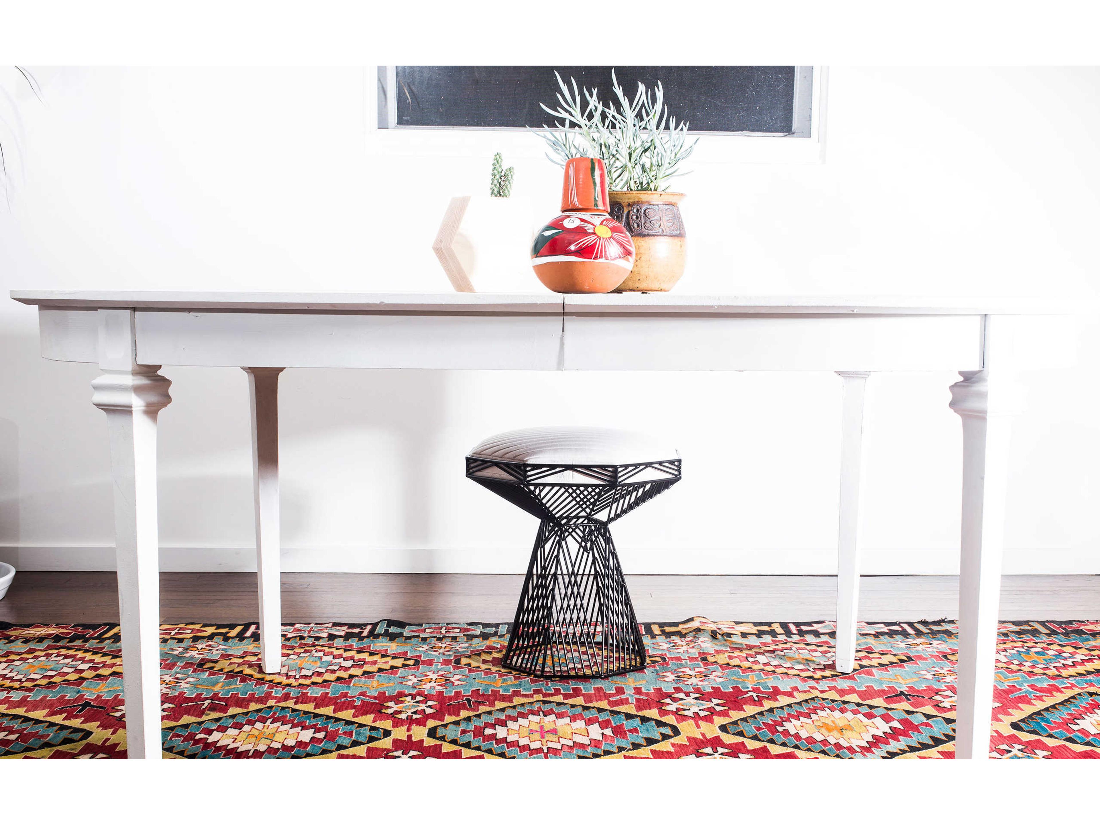 Bend Goods Outdoor Switched Galvanized Iron Black Stool / Table