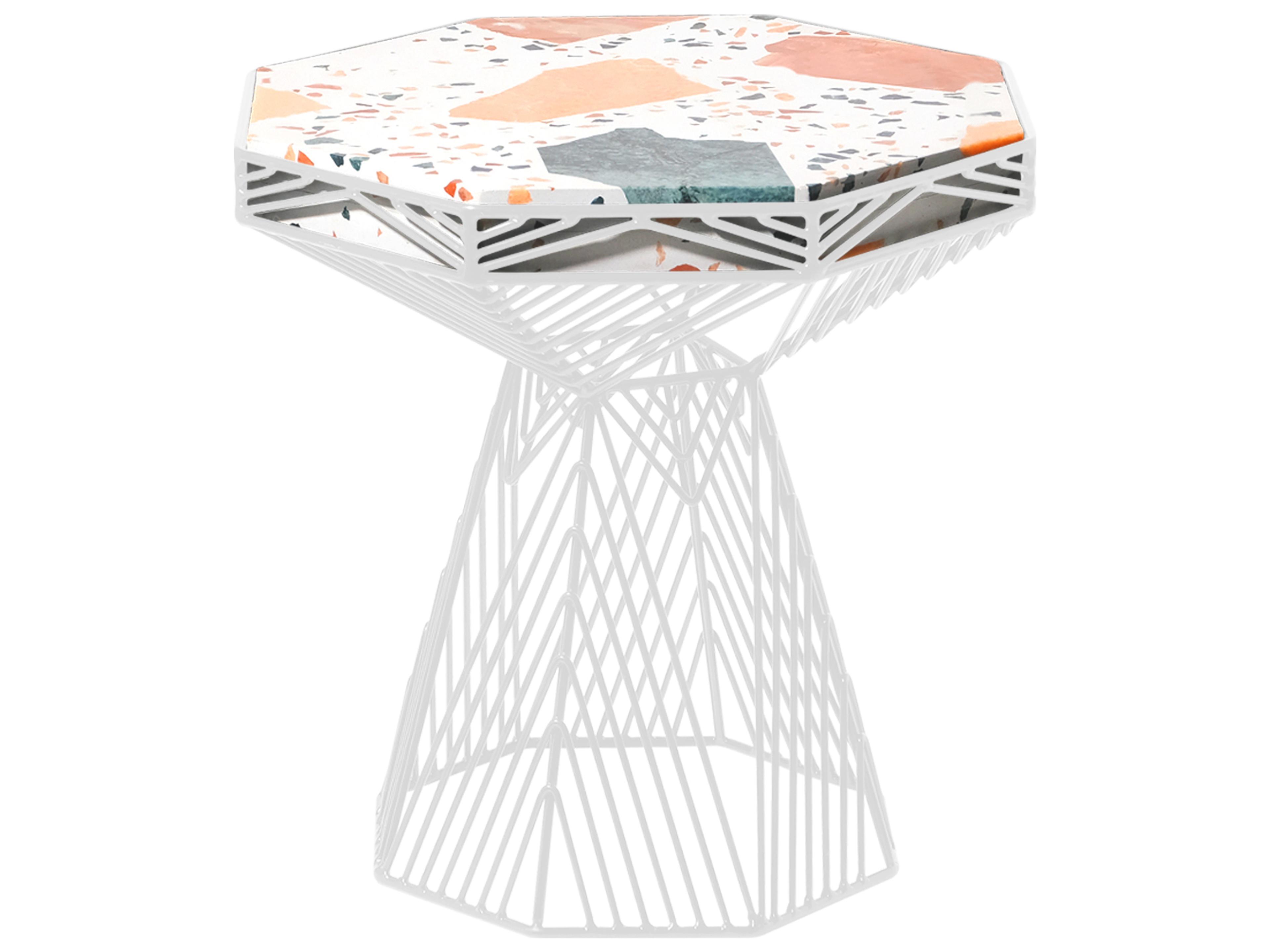 Switched Galvanized Iron White Stool / Table
