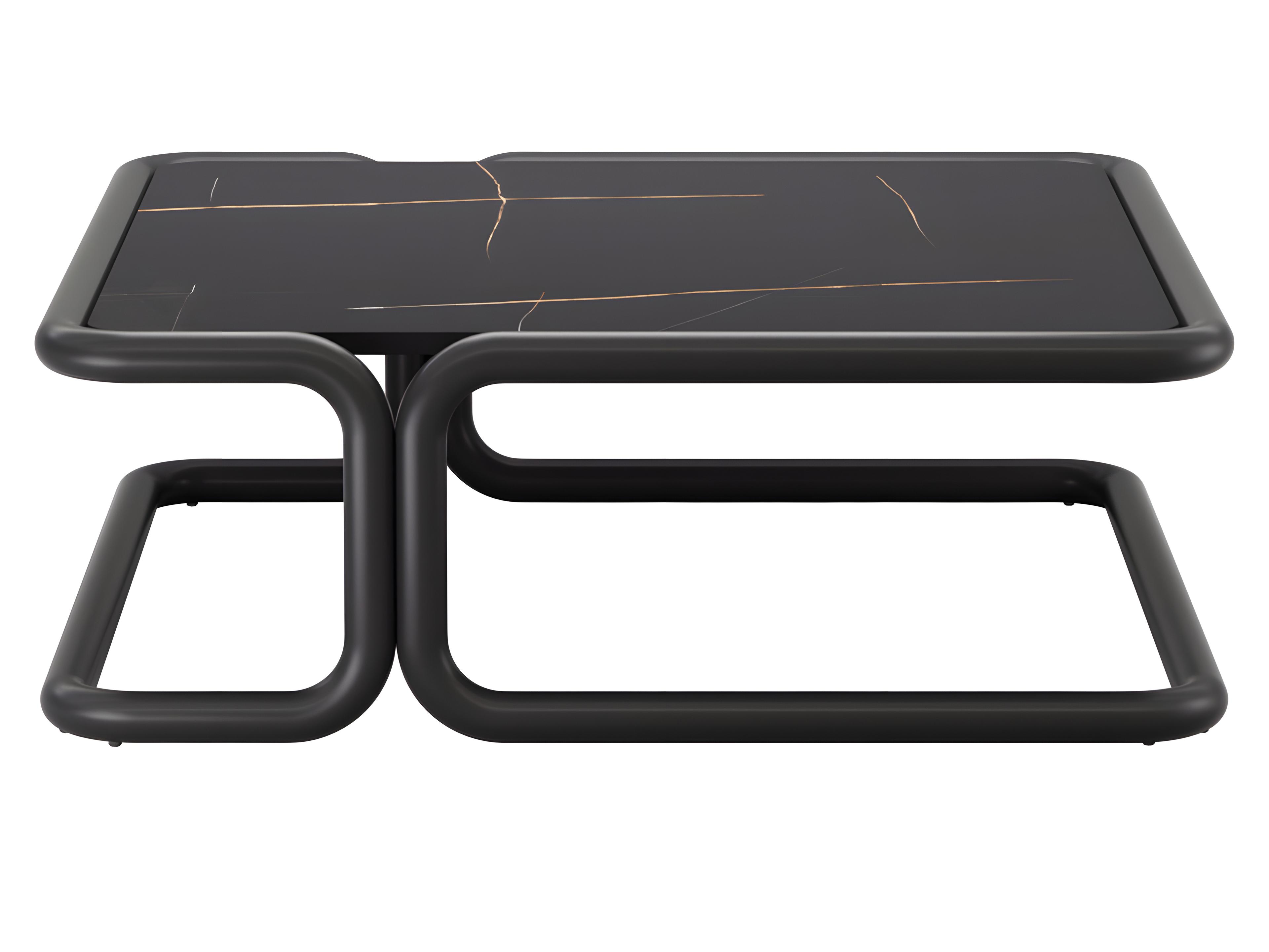 Tube Aluminum 40" Square Coffee Table in Black