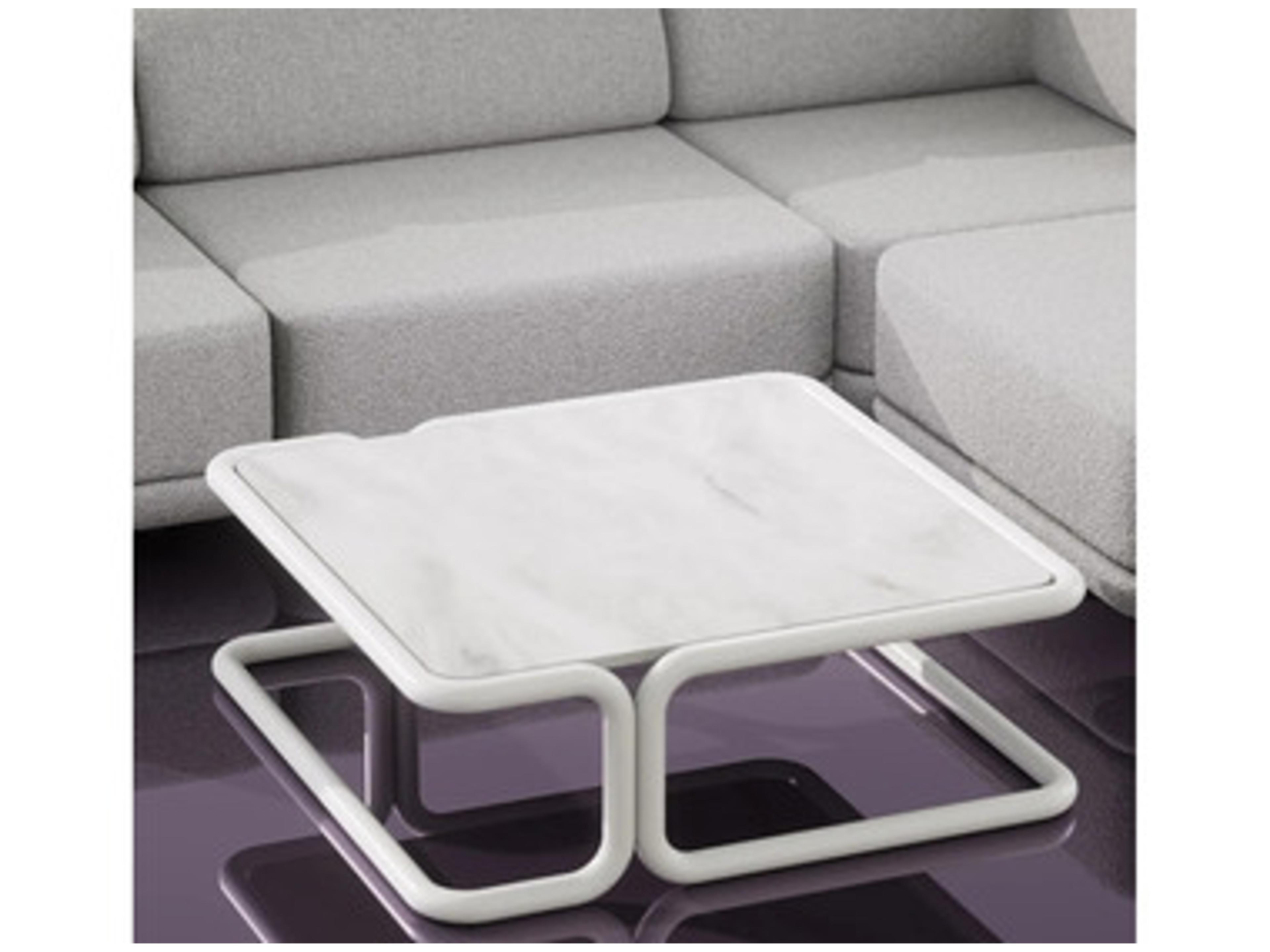 Bend Goods Outdoor Tube Aluminum 40" Square Coffee Table in White