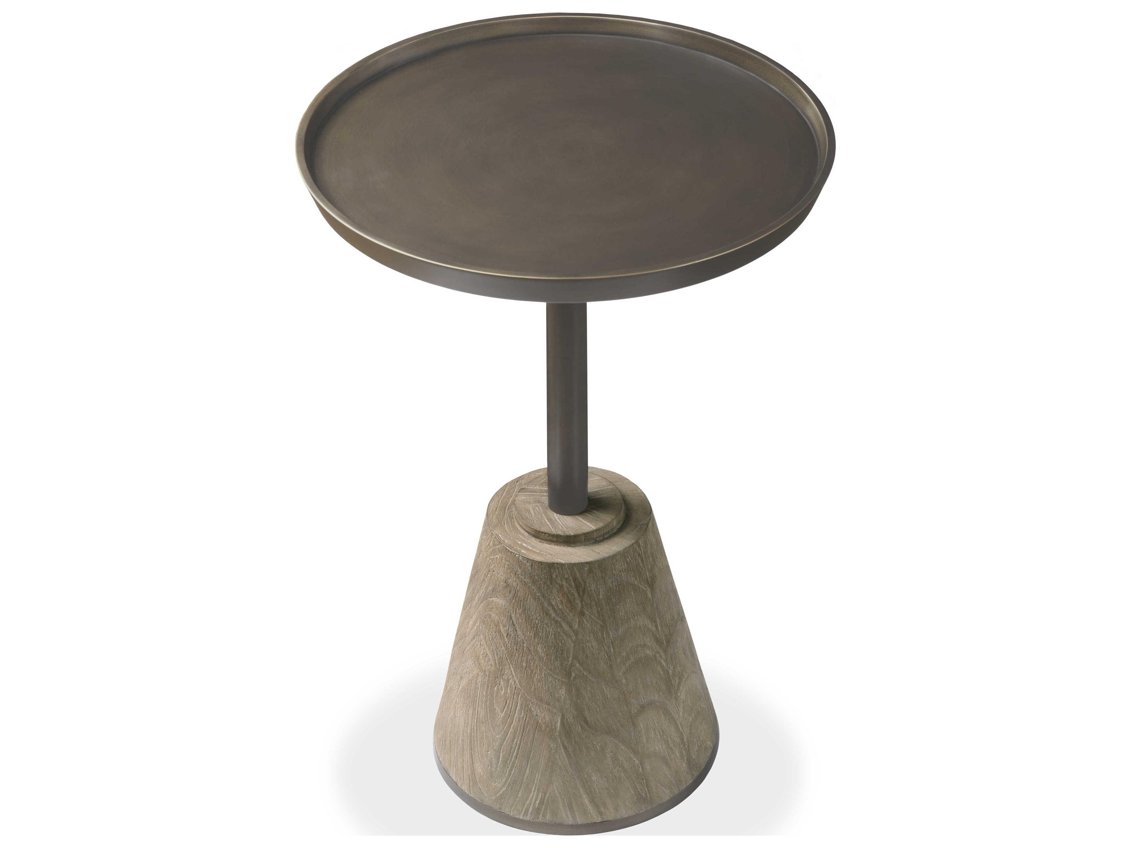 Brownstone Colton Round Metal Bronze Fawn End Table