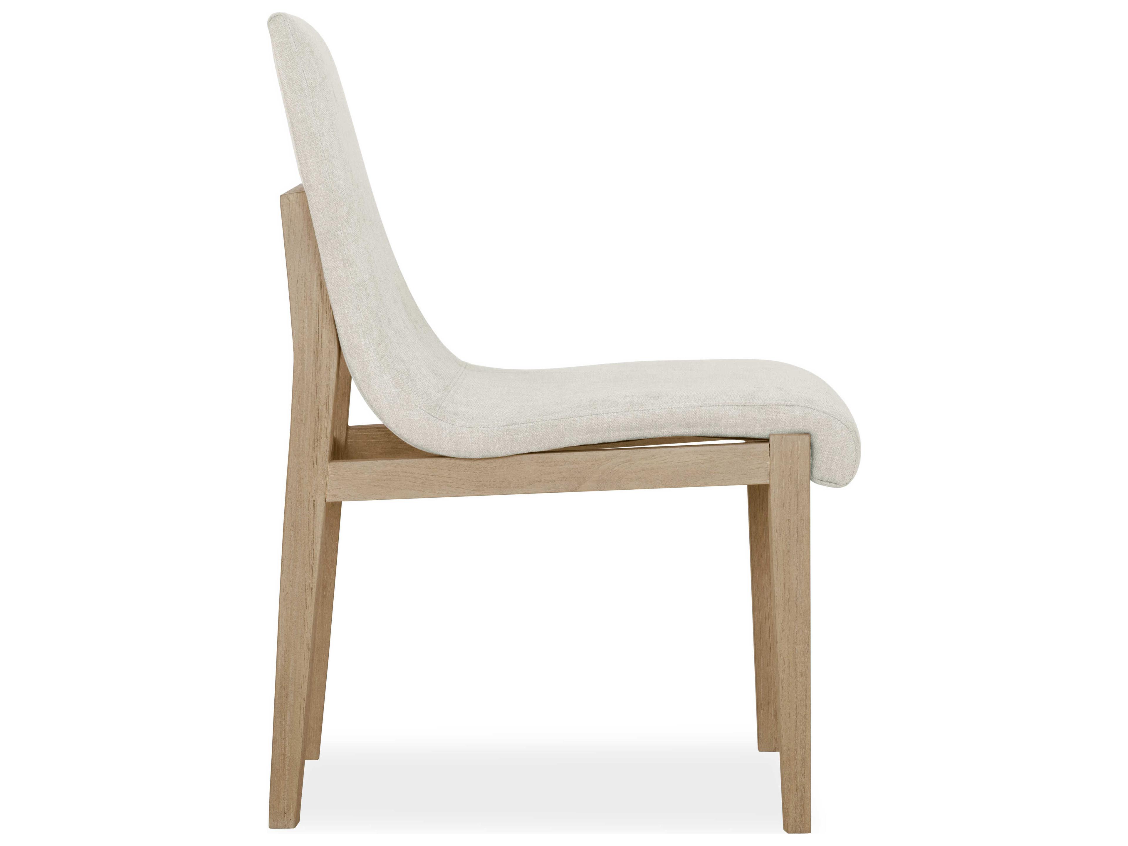 Brownstone Cavallini Teak Wood White Upholstered Side Dining Chair