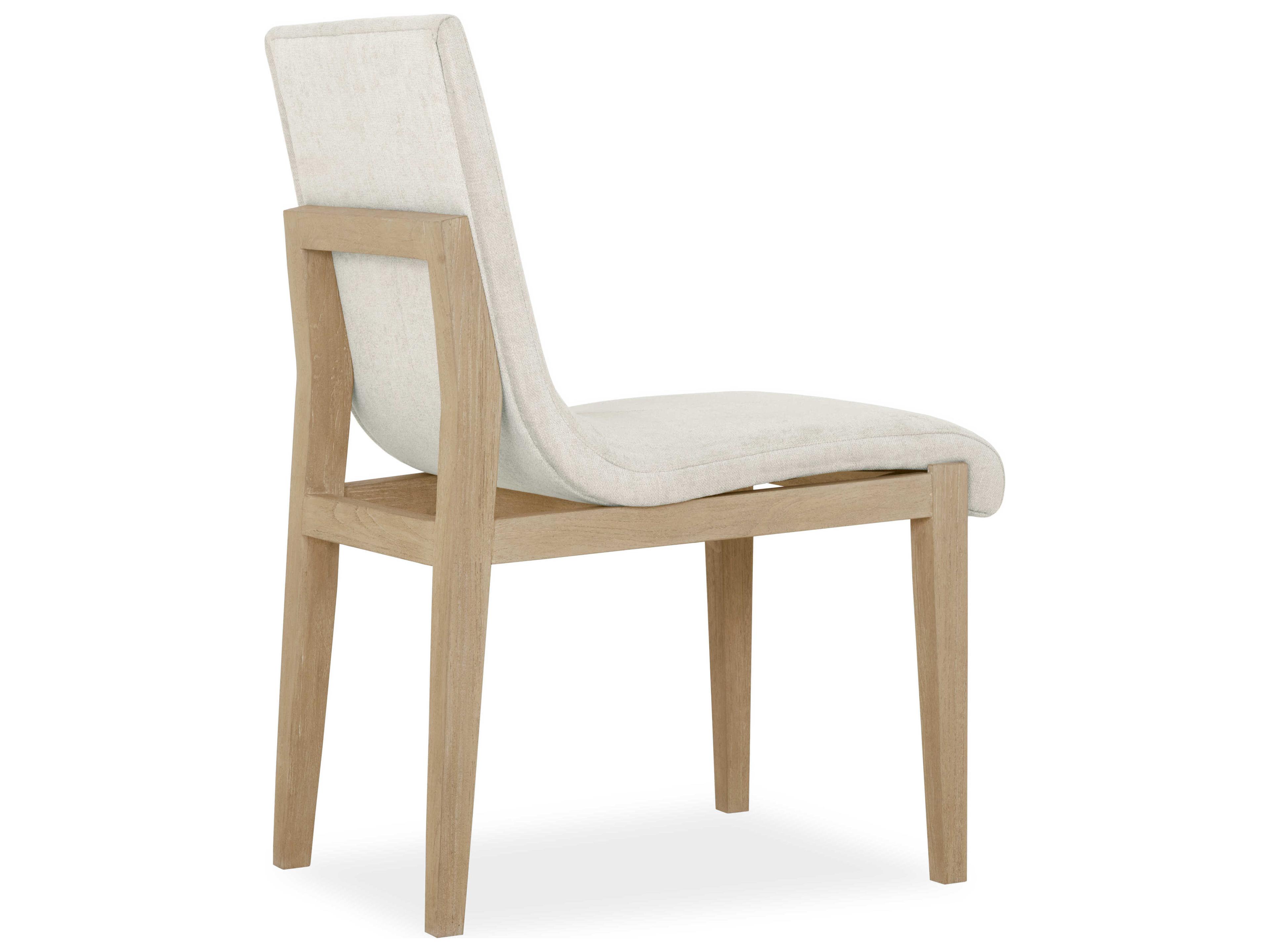 Brownstone Cavallini Teak Wood White Upholstered Side Dining Chair