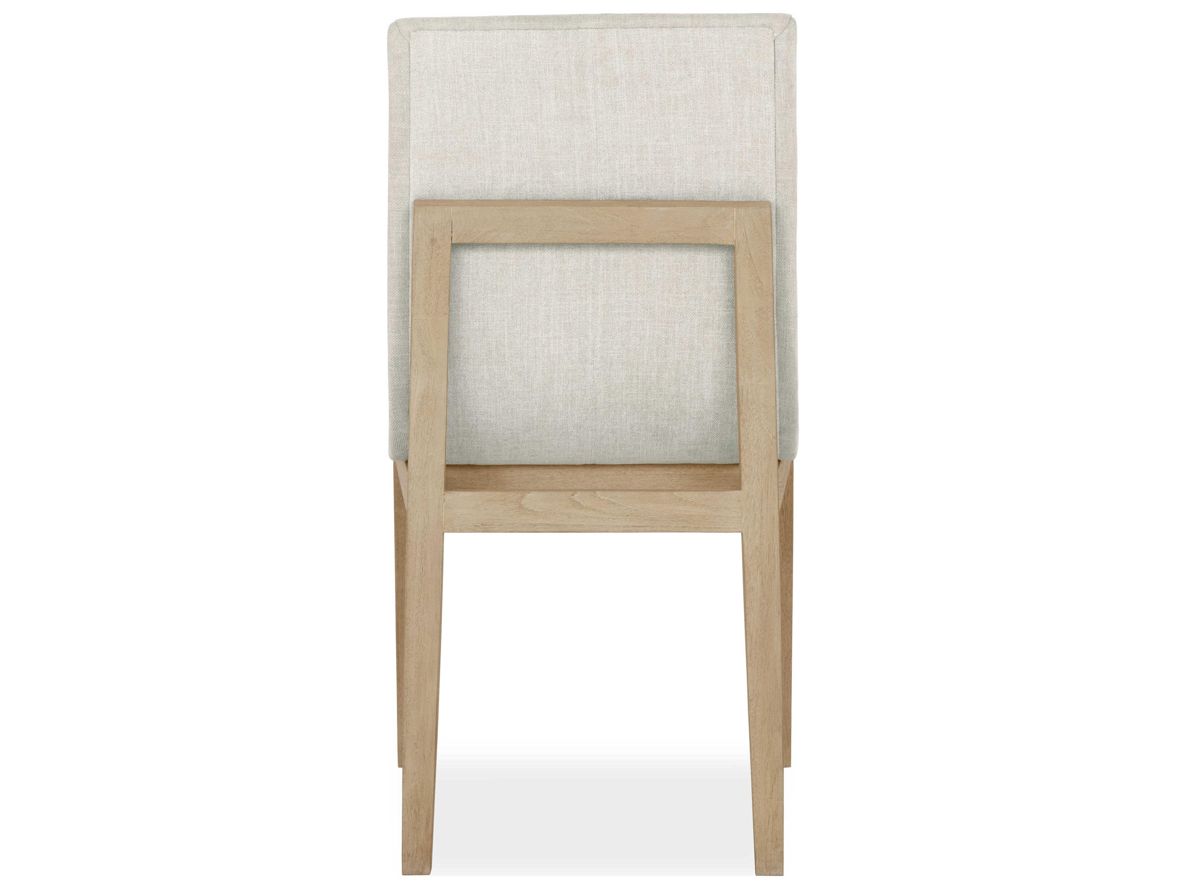 Brownstone Cavallini Teak Wood White Upholstered Side Dining Chair