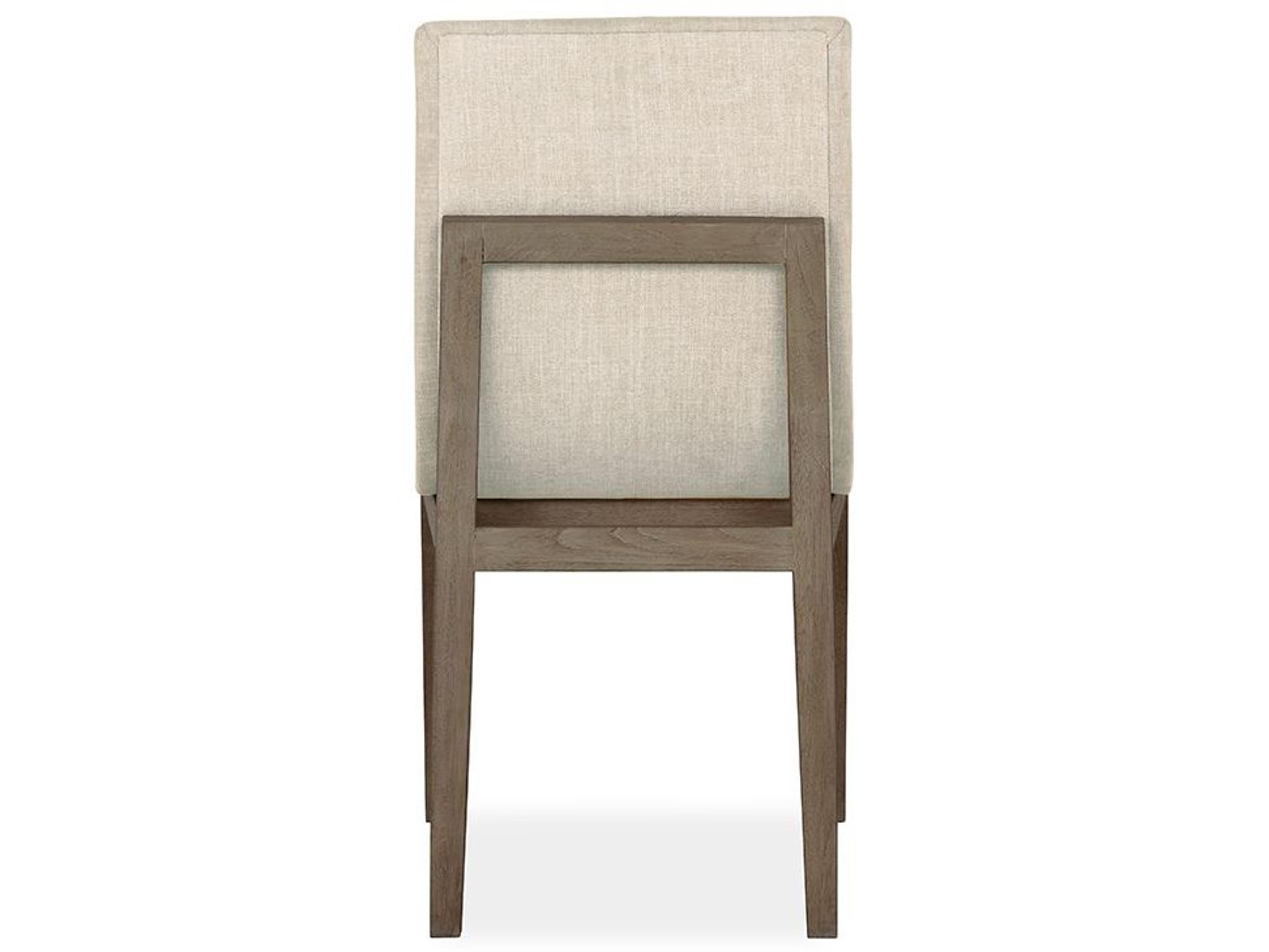 Brownstone Cavallini Teak Wood Gray Upholstered Side Dining Chair