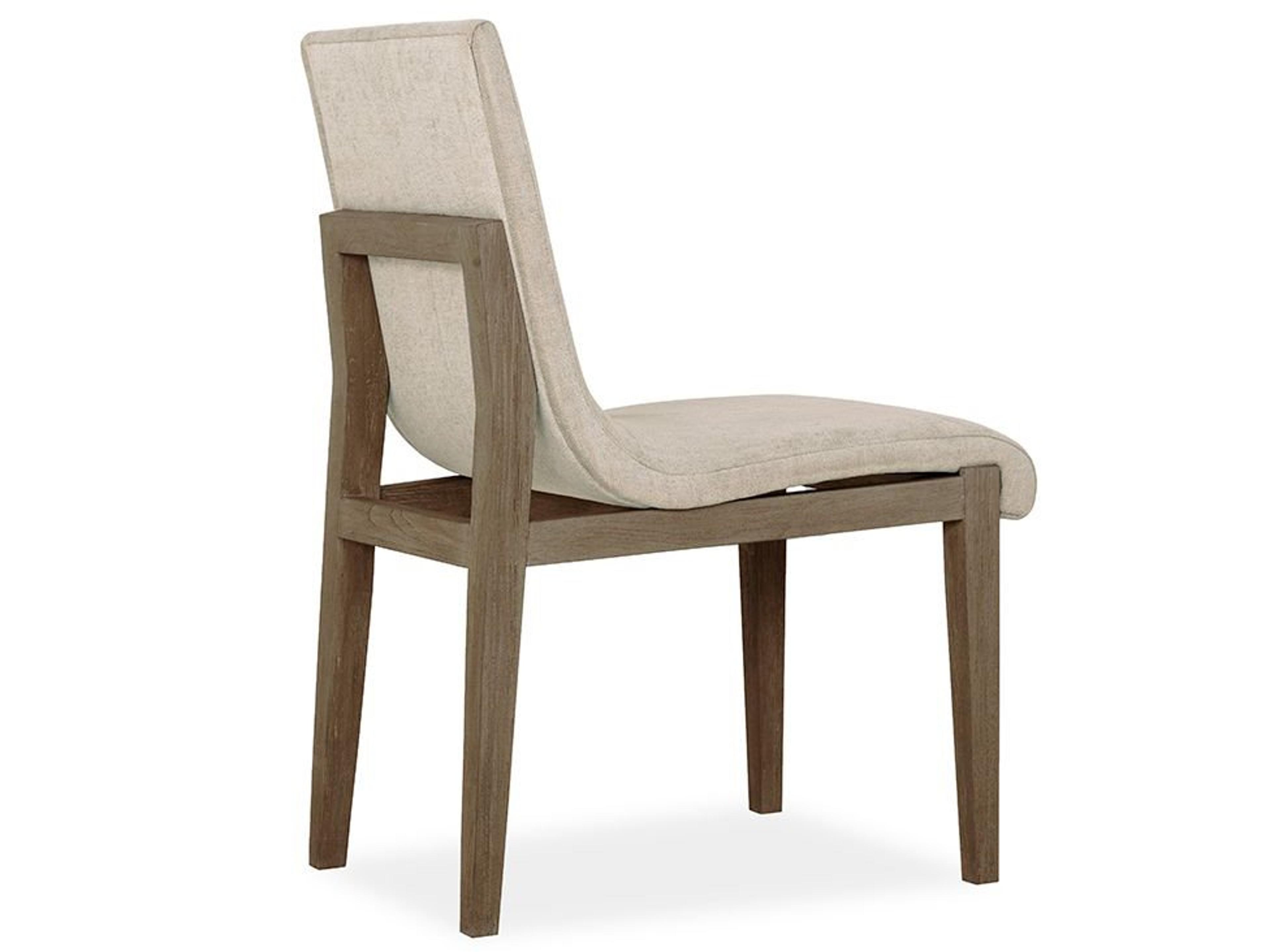 Brownstone Cavallini Teak Wood Gray Upholstered Side Dining Chair