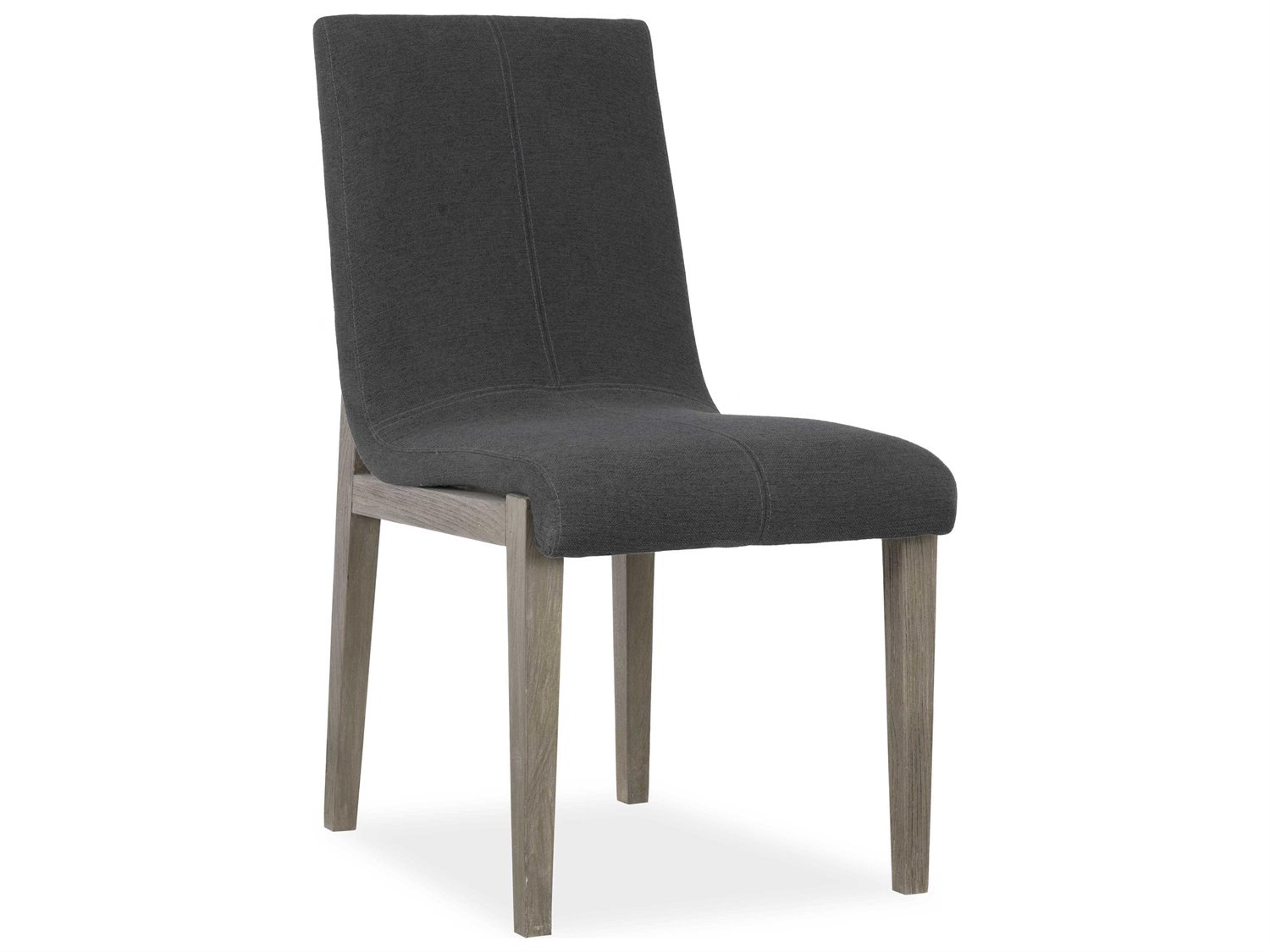 Brownstone Cavallini Teak Wood Gray Upholstered Side Dining Chair