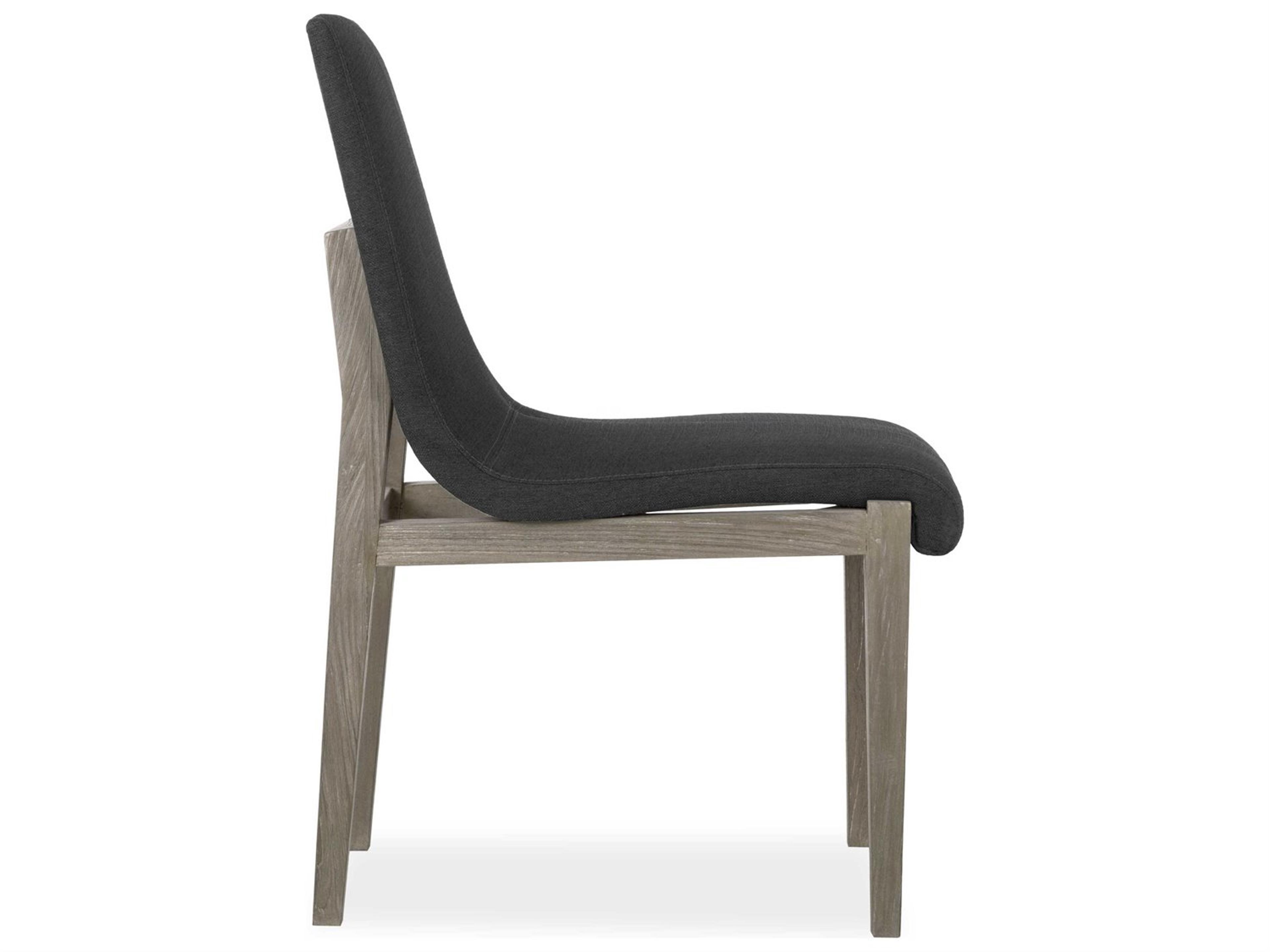 Brownstone Cavallini Teak Wood Gray Upholstered Side Dining Chair