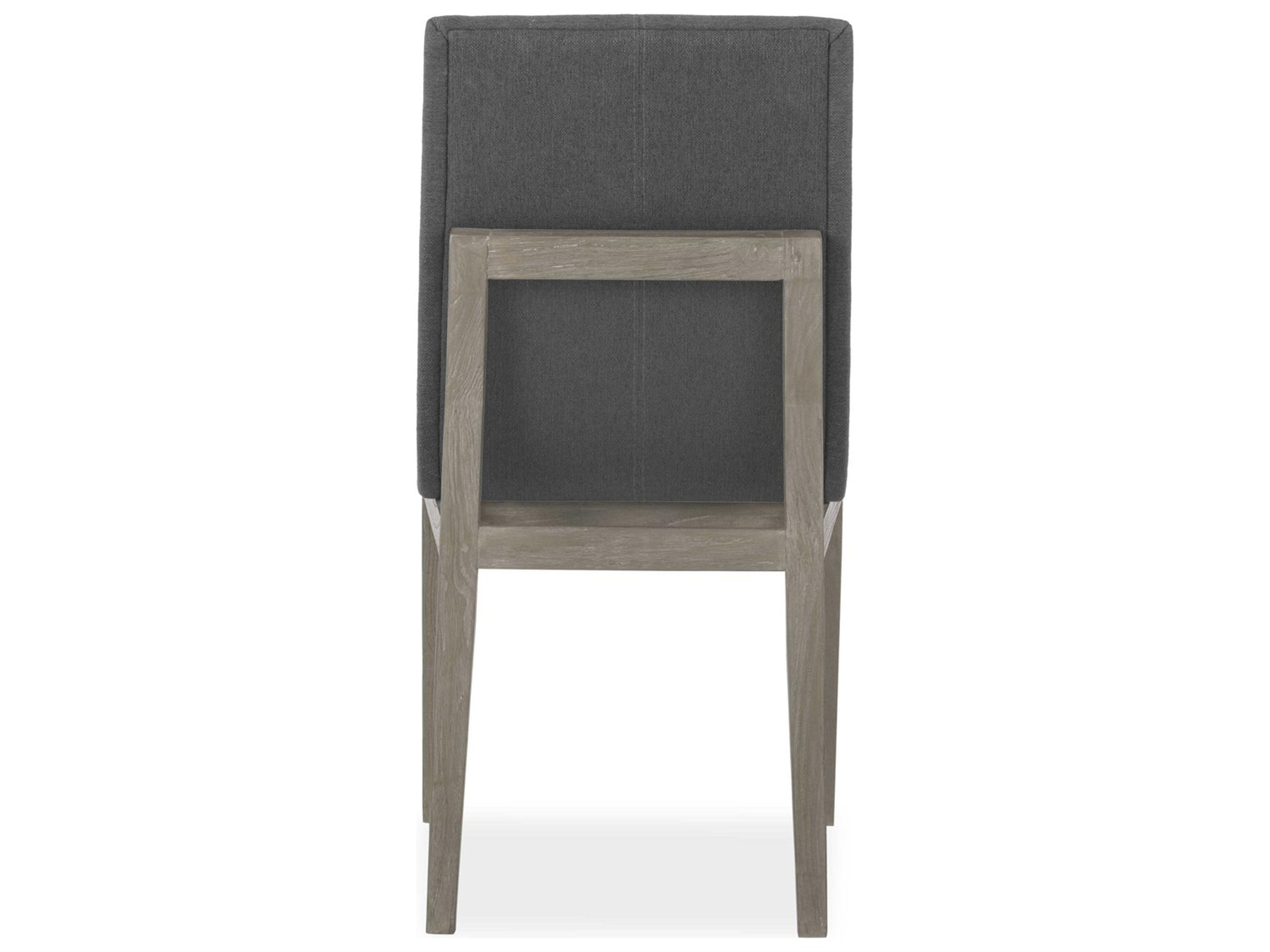 Brownstone Cavallini Teak Wood Gray Upholstered Side Dining Chair