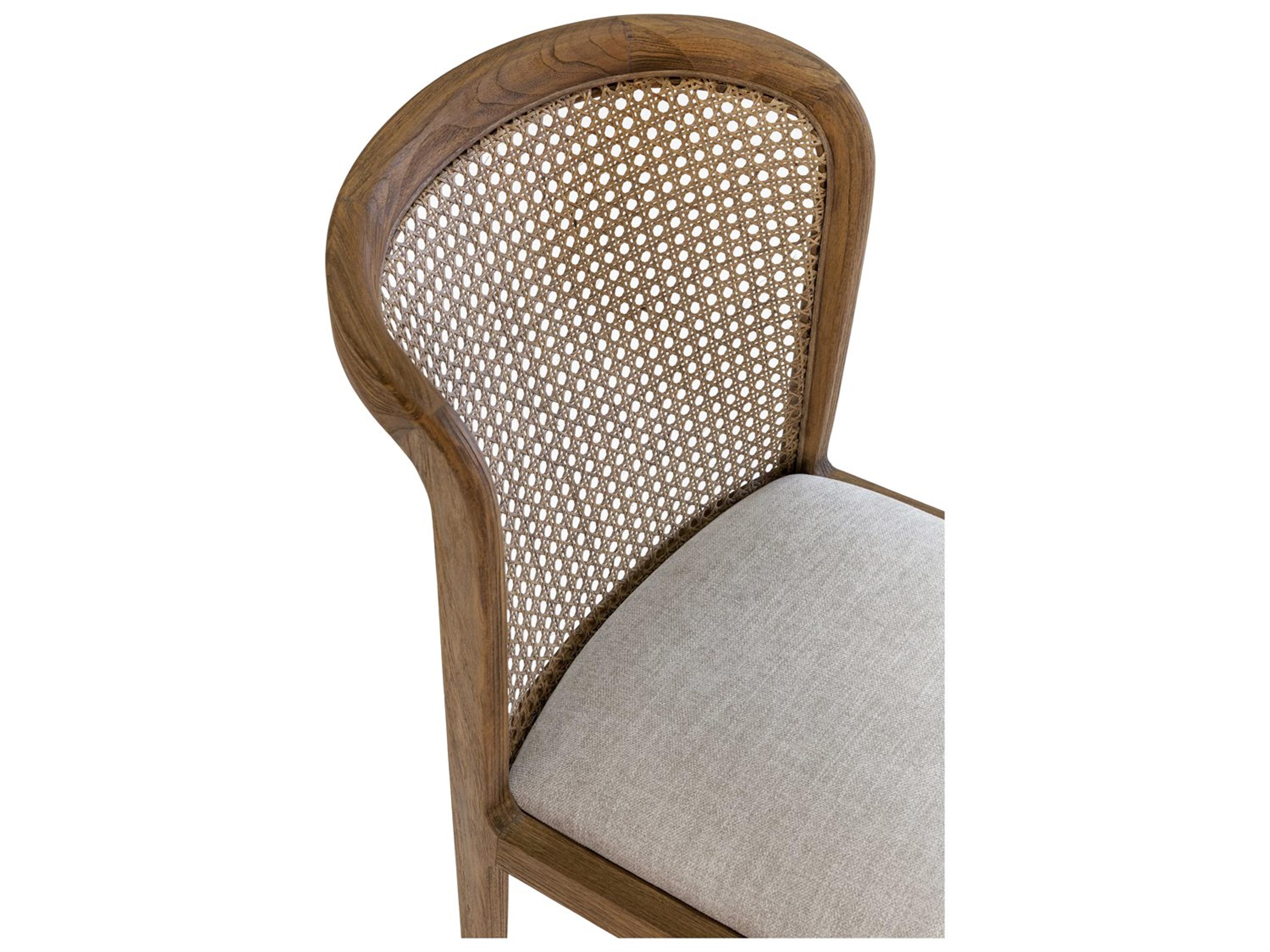 Brownstone Gabby Teak Wood Beige Upholstered Side Dining Chair