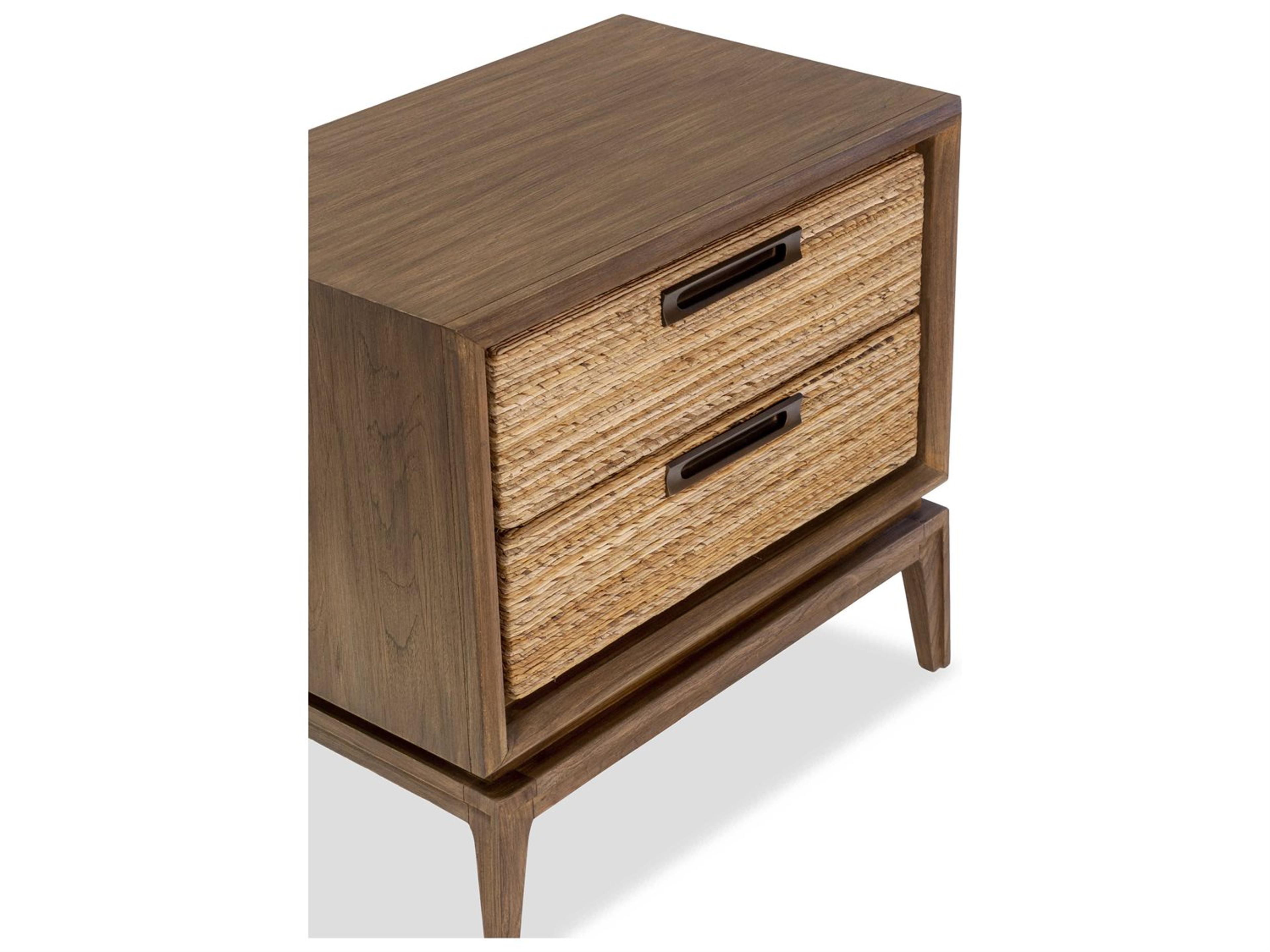 Brownstone Gemma 2-Drawers Brown Abaca Wood Nightstand