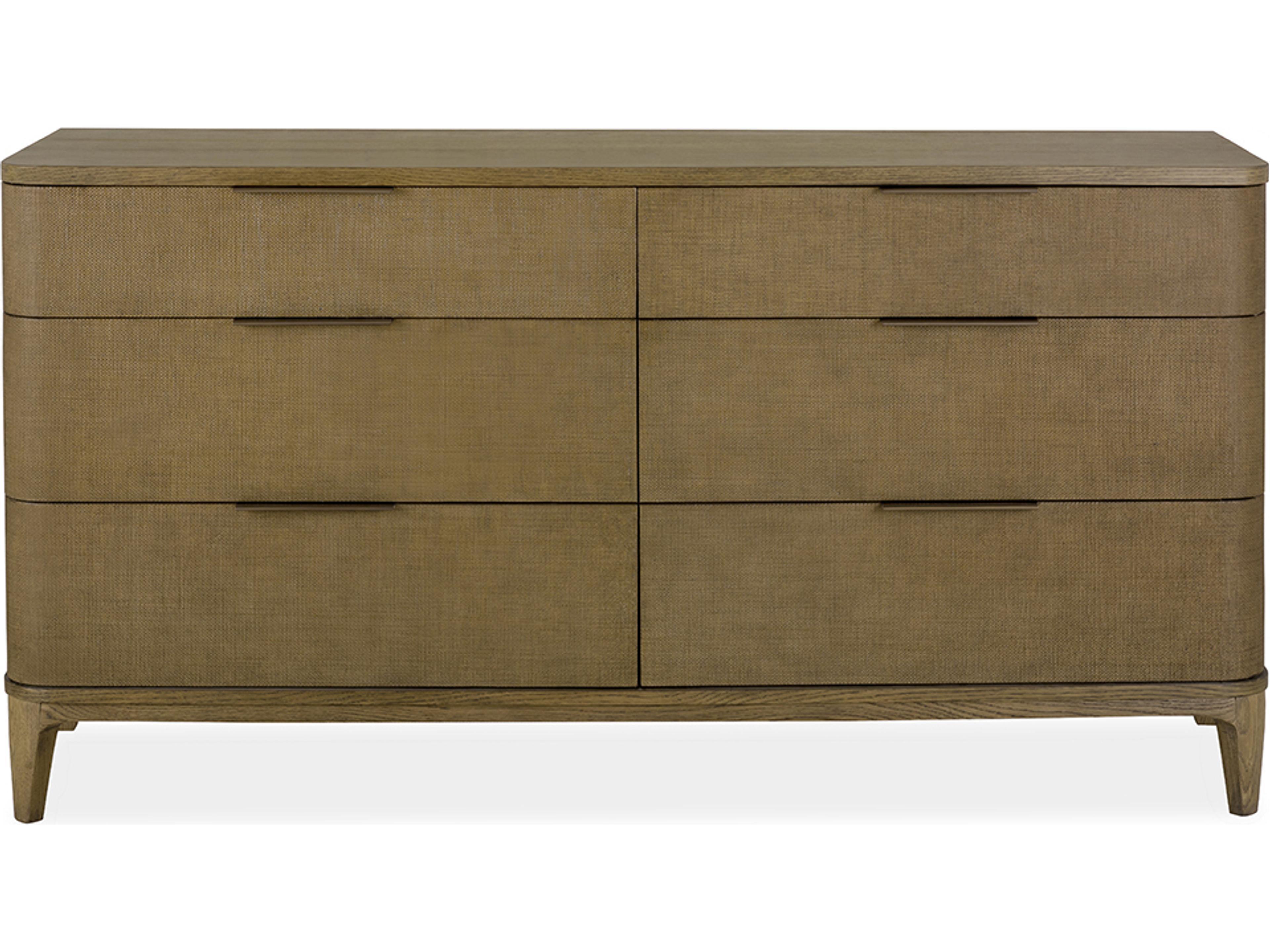 Brownstone Hayes 6-Drawers Brown Oak Wood Double Dresser
