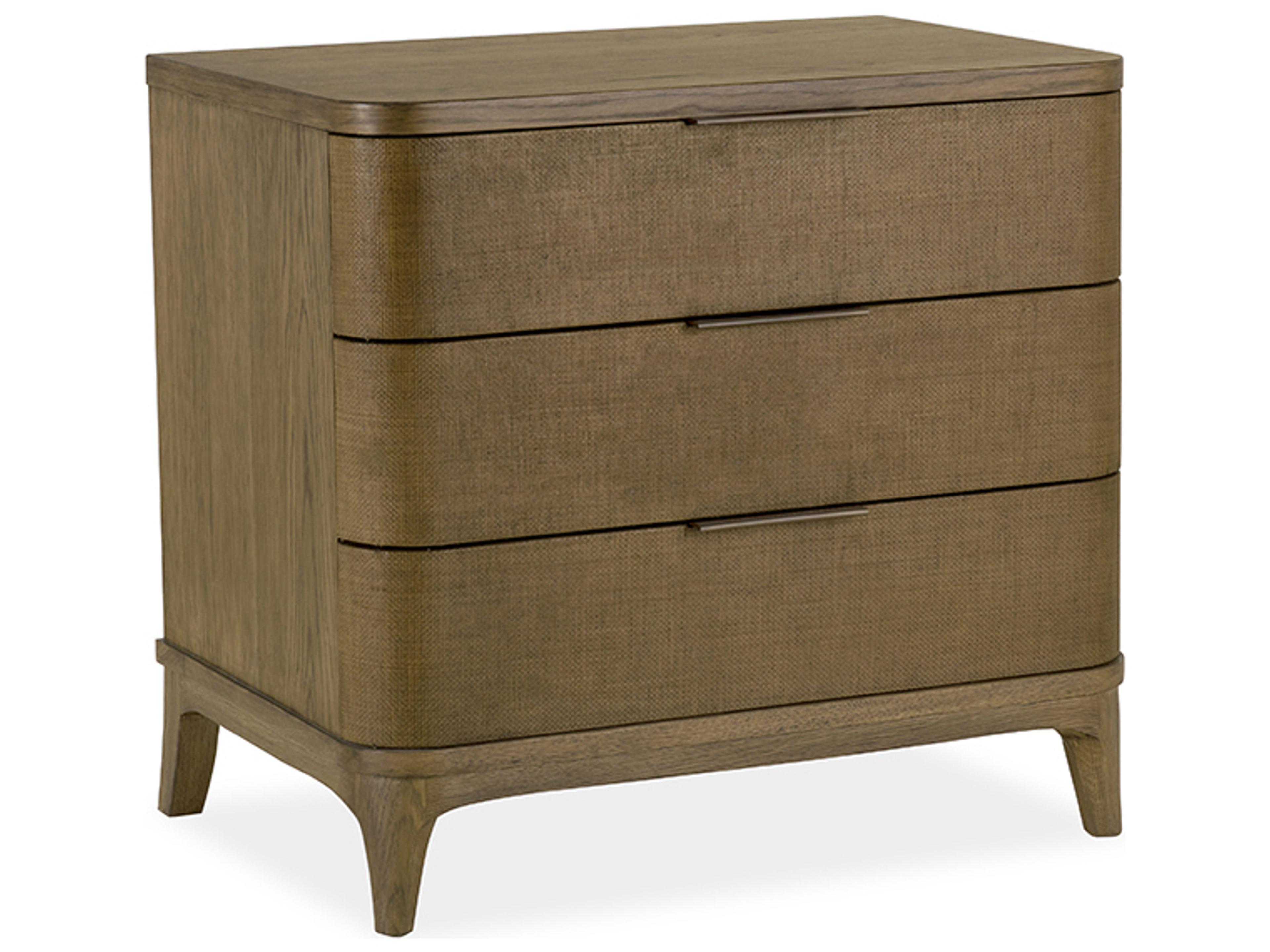 Hayes 3-Drawers Brown Oak Wood Nightstand