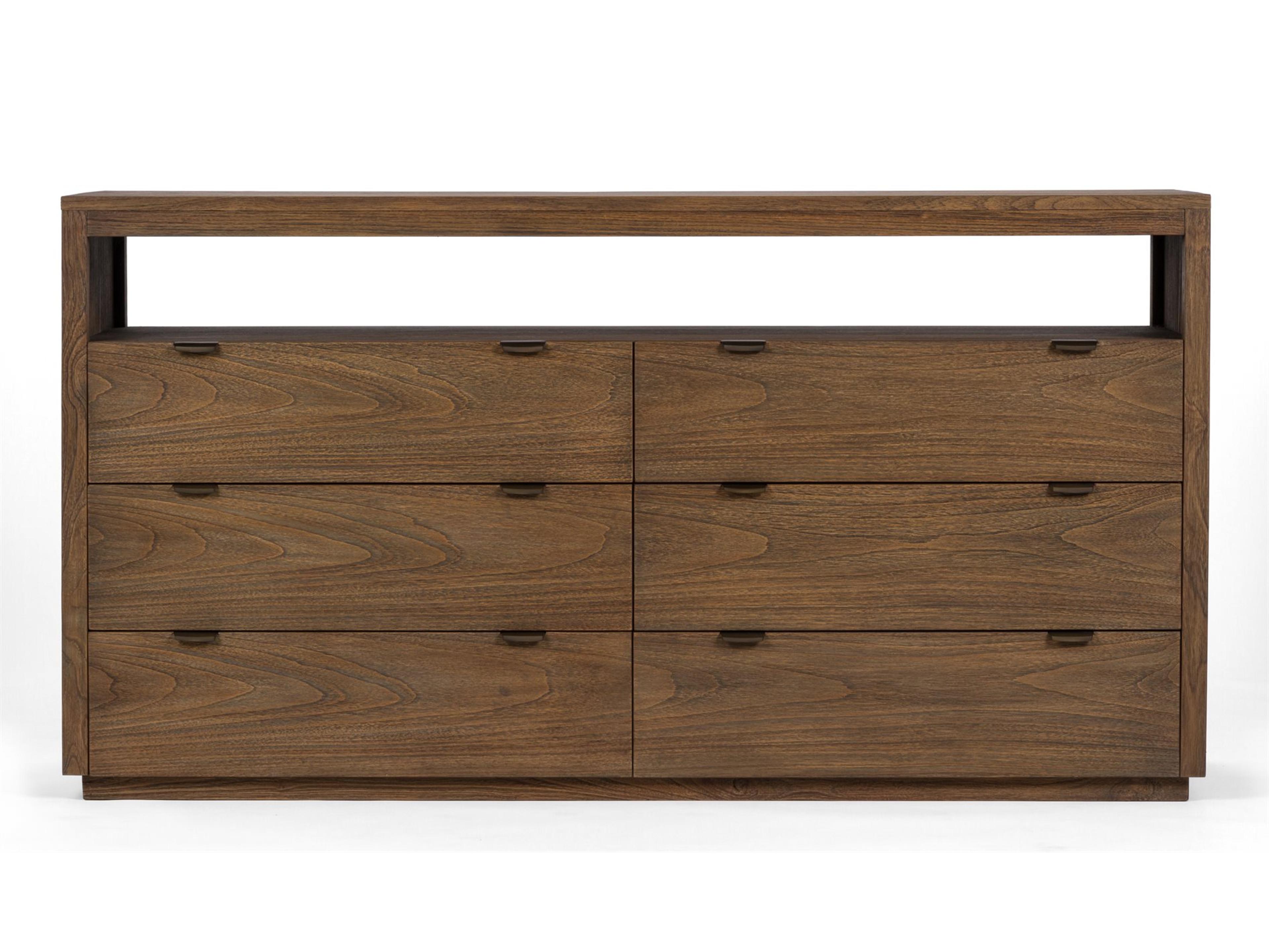 Brownstone Laguna 6-Drawers Brown Teak Wood Double Dresser