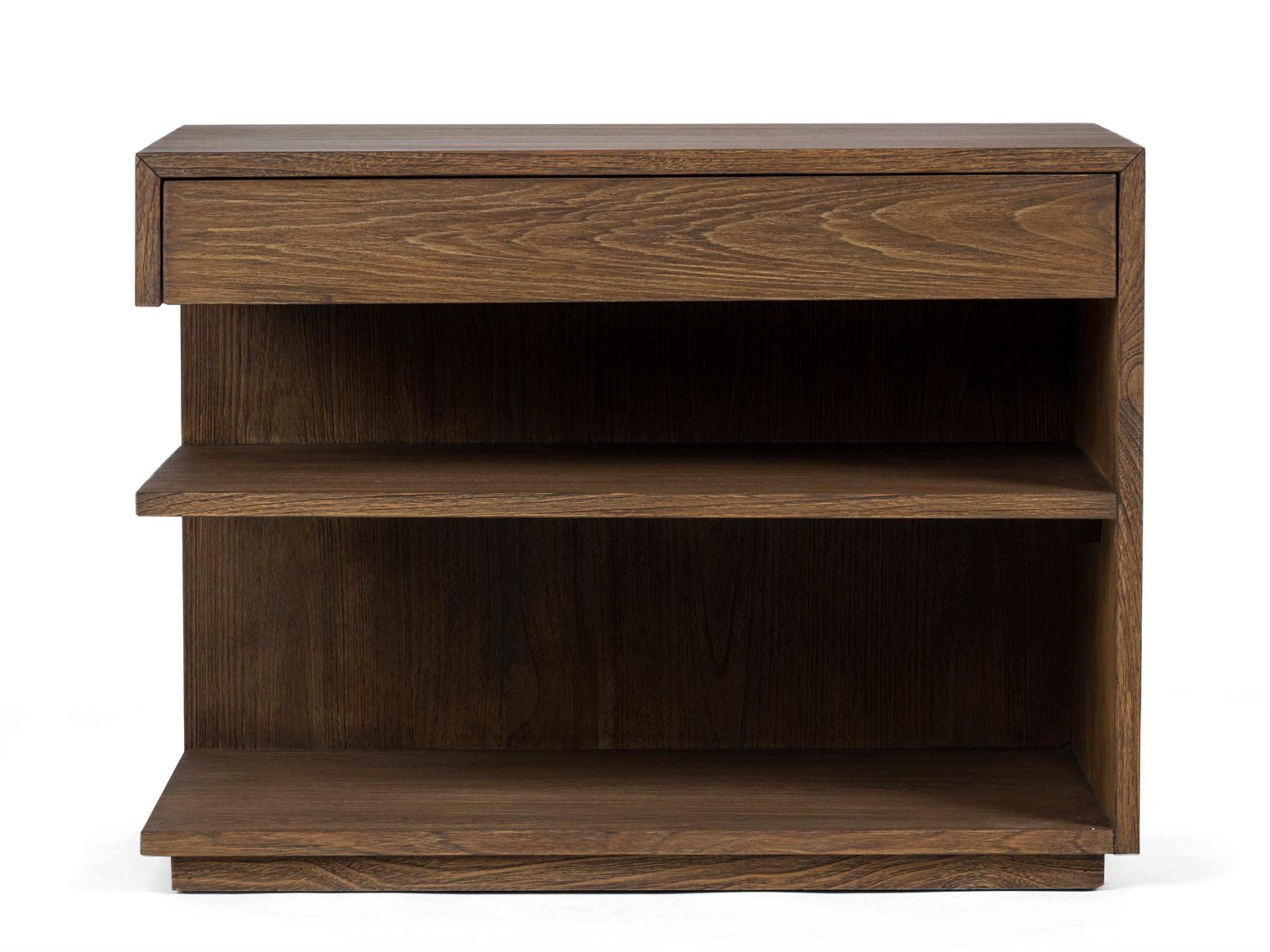 Brownstone Laguna 1-Drawer Brown Teak Wood LAF Nightstand