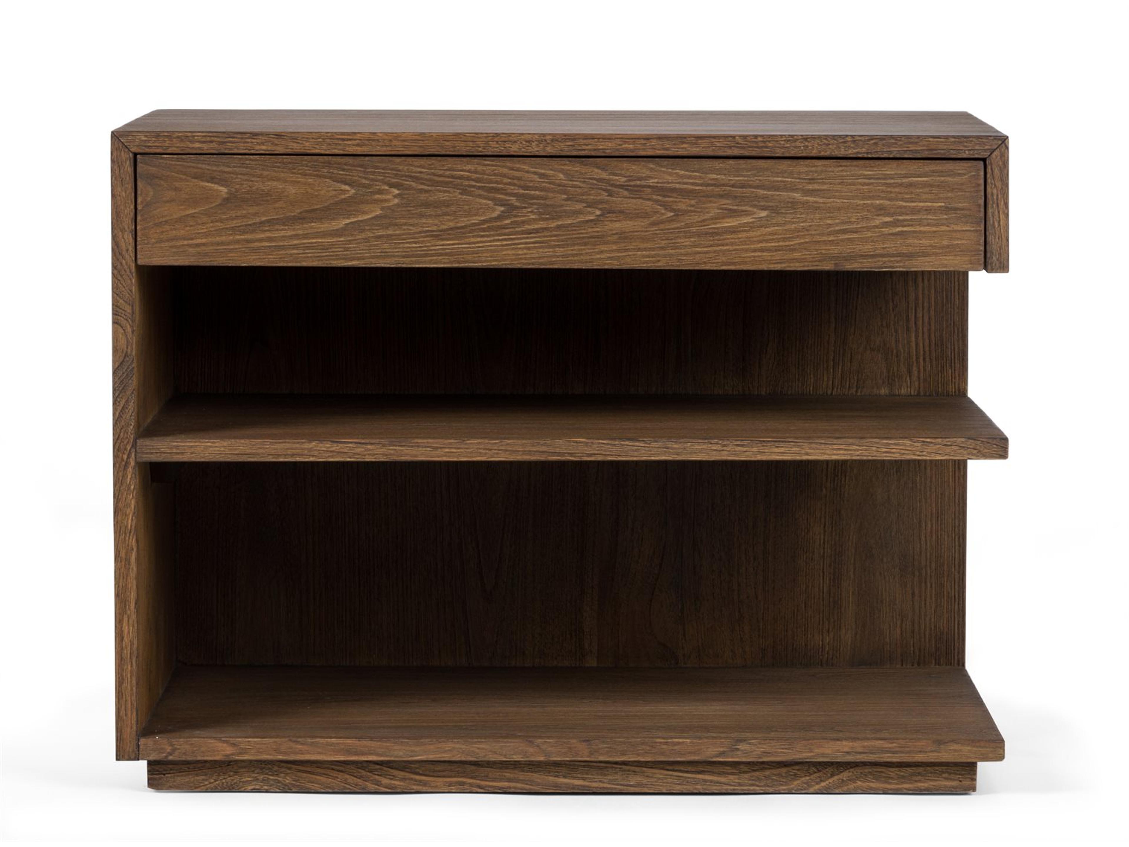 Brownstone Laguna 1-Drawer Brown Teak Wood RAF Nightstand