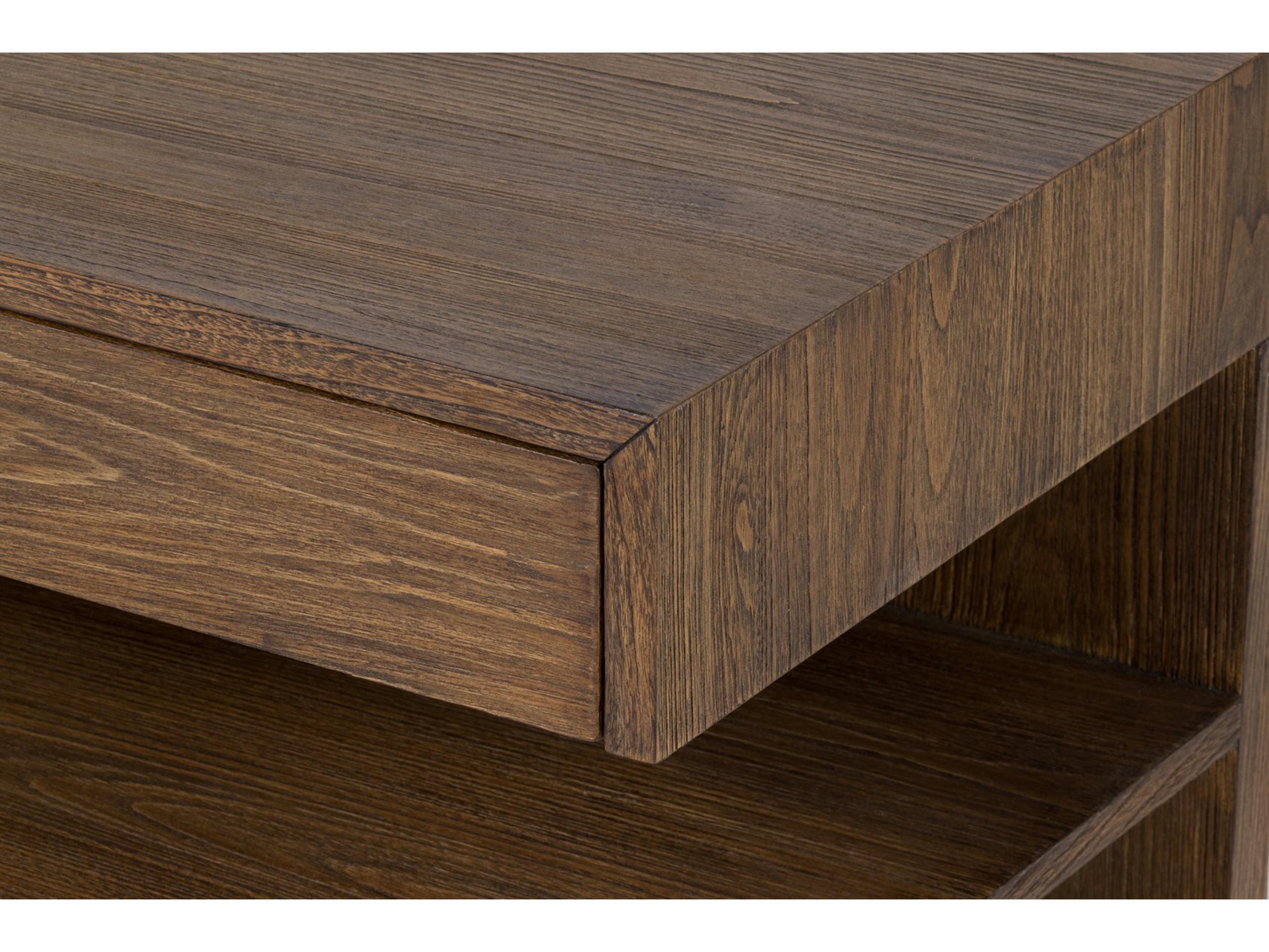 Brownstone Laguna 1-Drawer Brown Teak Wood RAF Nightstand