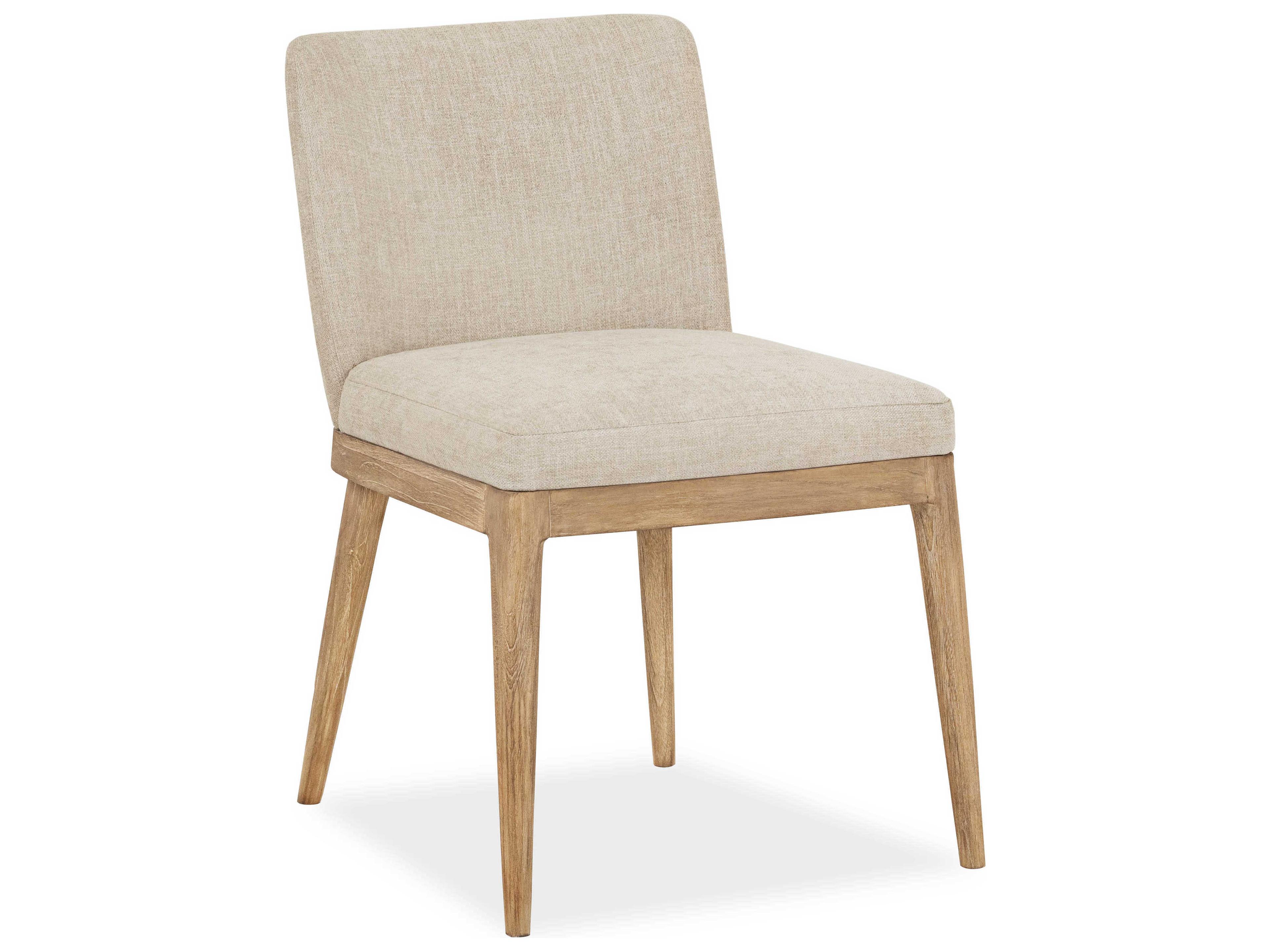 Menlo Teak Wood Beige Upholstered Side Dining Chair