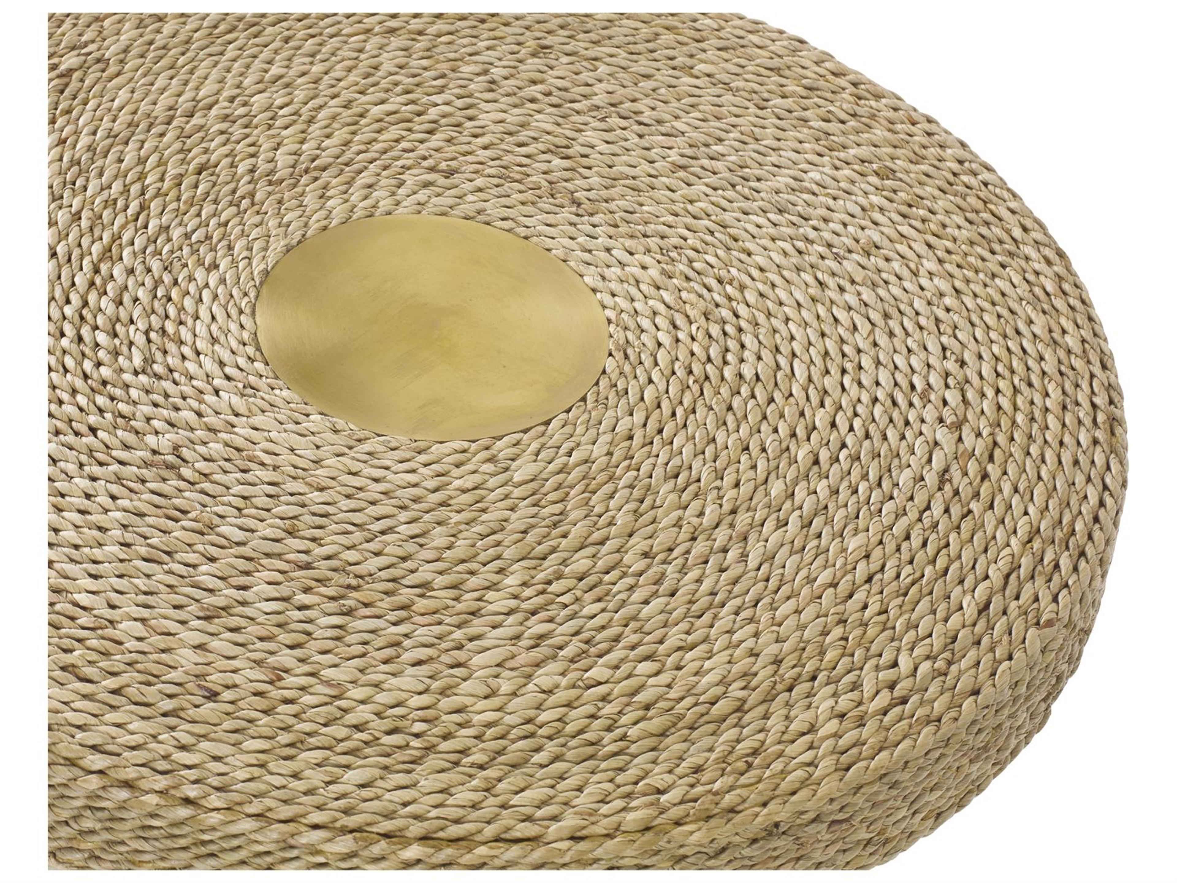 Brownstone Marley Round Wicker Seagrass Brushed Brass End Table