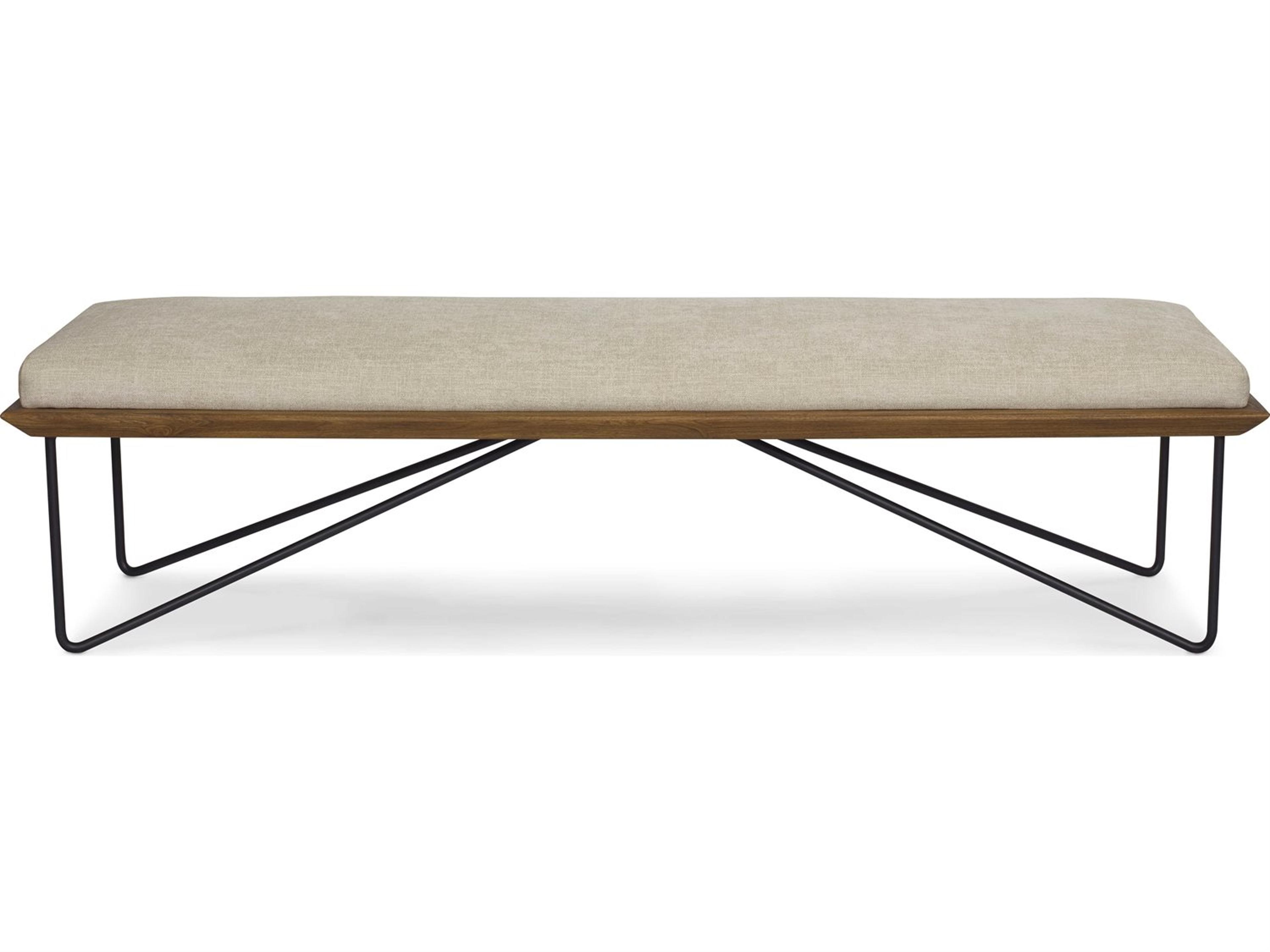 Brownstone Maxwell Praline Beach Black Beige Upholstered Accent Bench