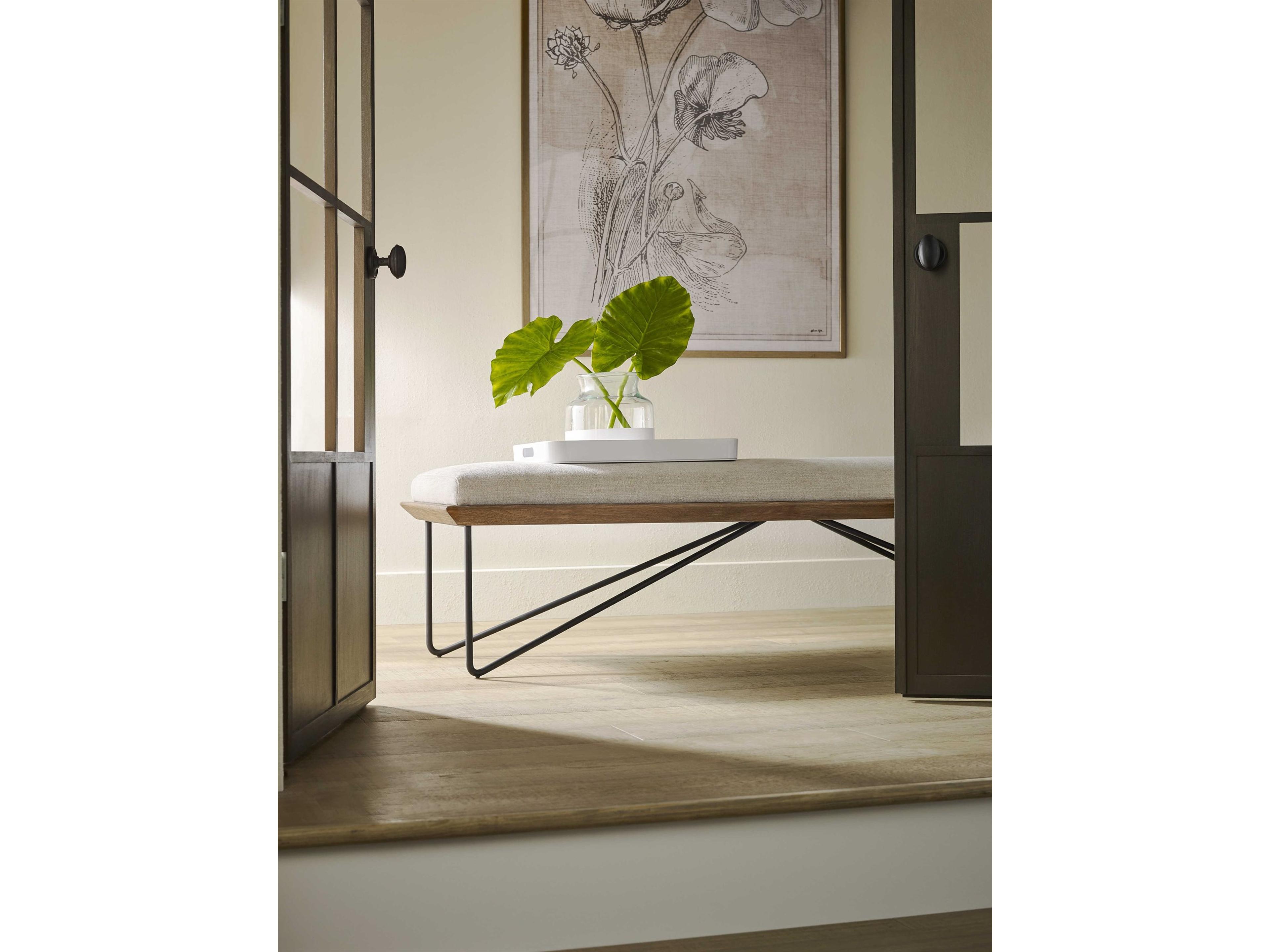 Brownstone Maxwell Praline Beach Black Beige Upholstered Accent Bench