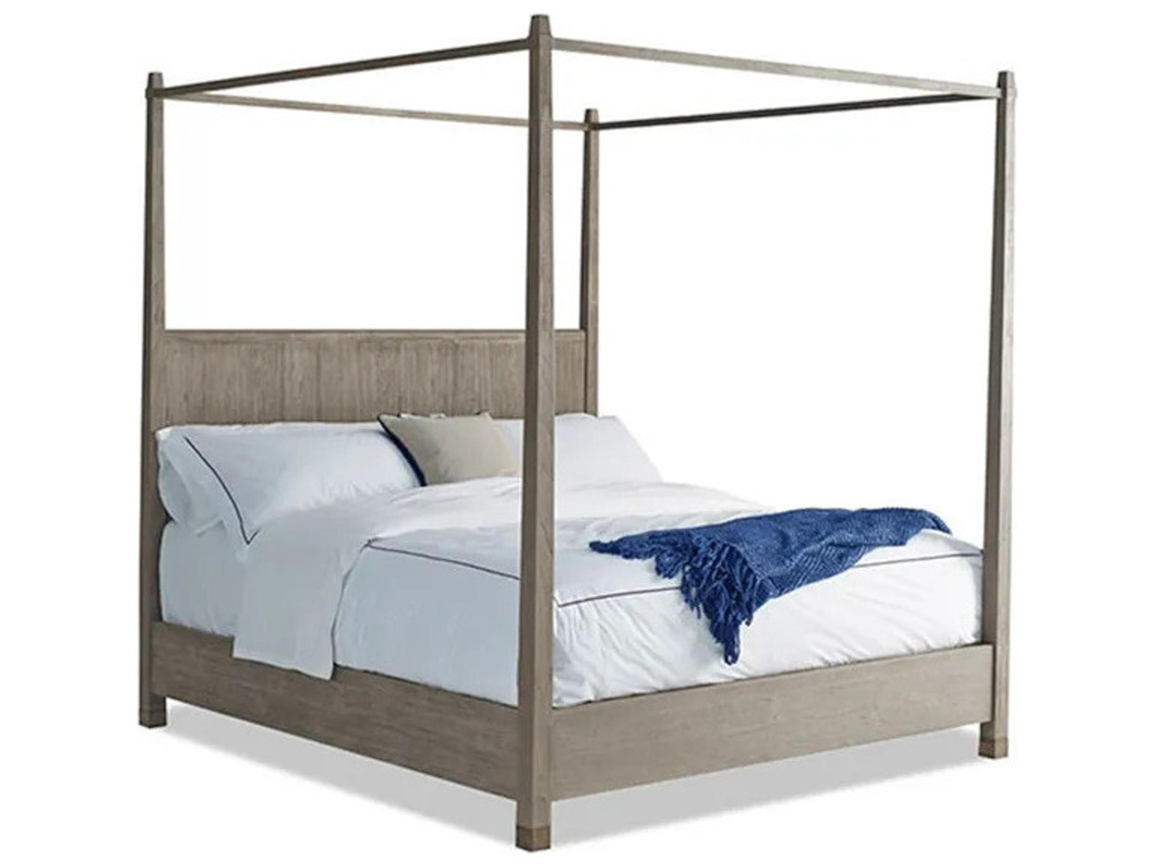 Palmer Driftwood Gray Teak Wood King Canopy Bed