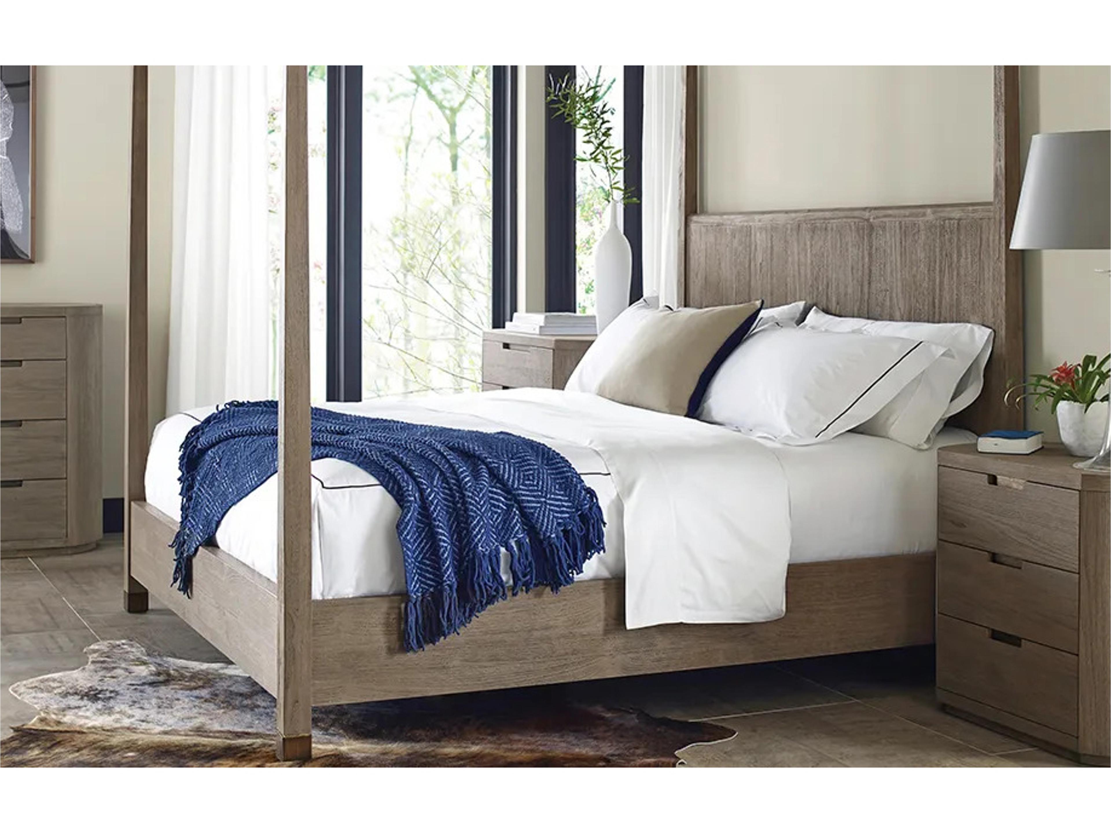 Brownstone Palmer Driftwood Gray Teak Wood California King Canopy Bed