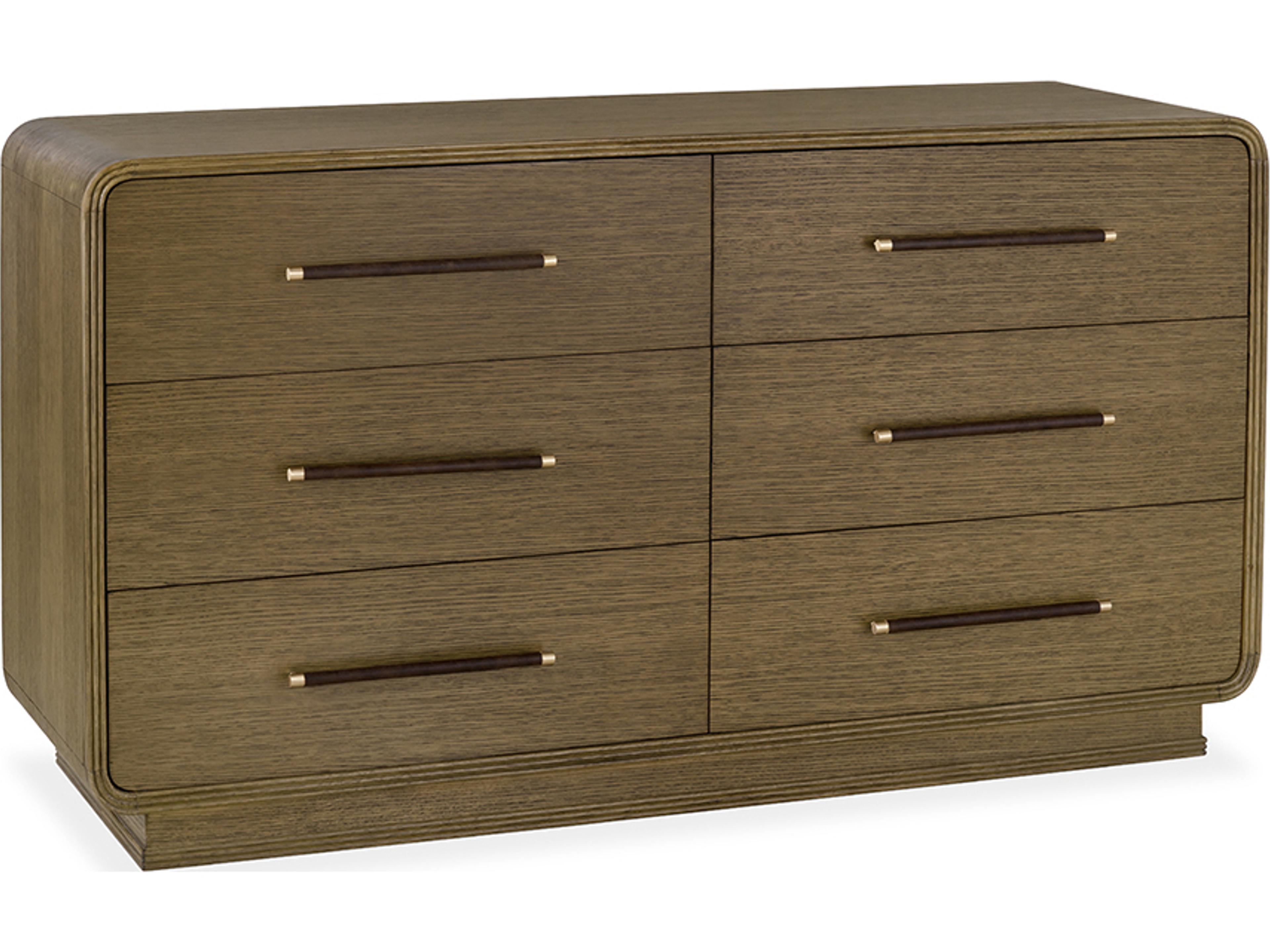 Samuel 6-Drawers Brown Oak Wood Double Dresser
