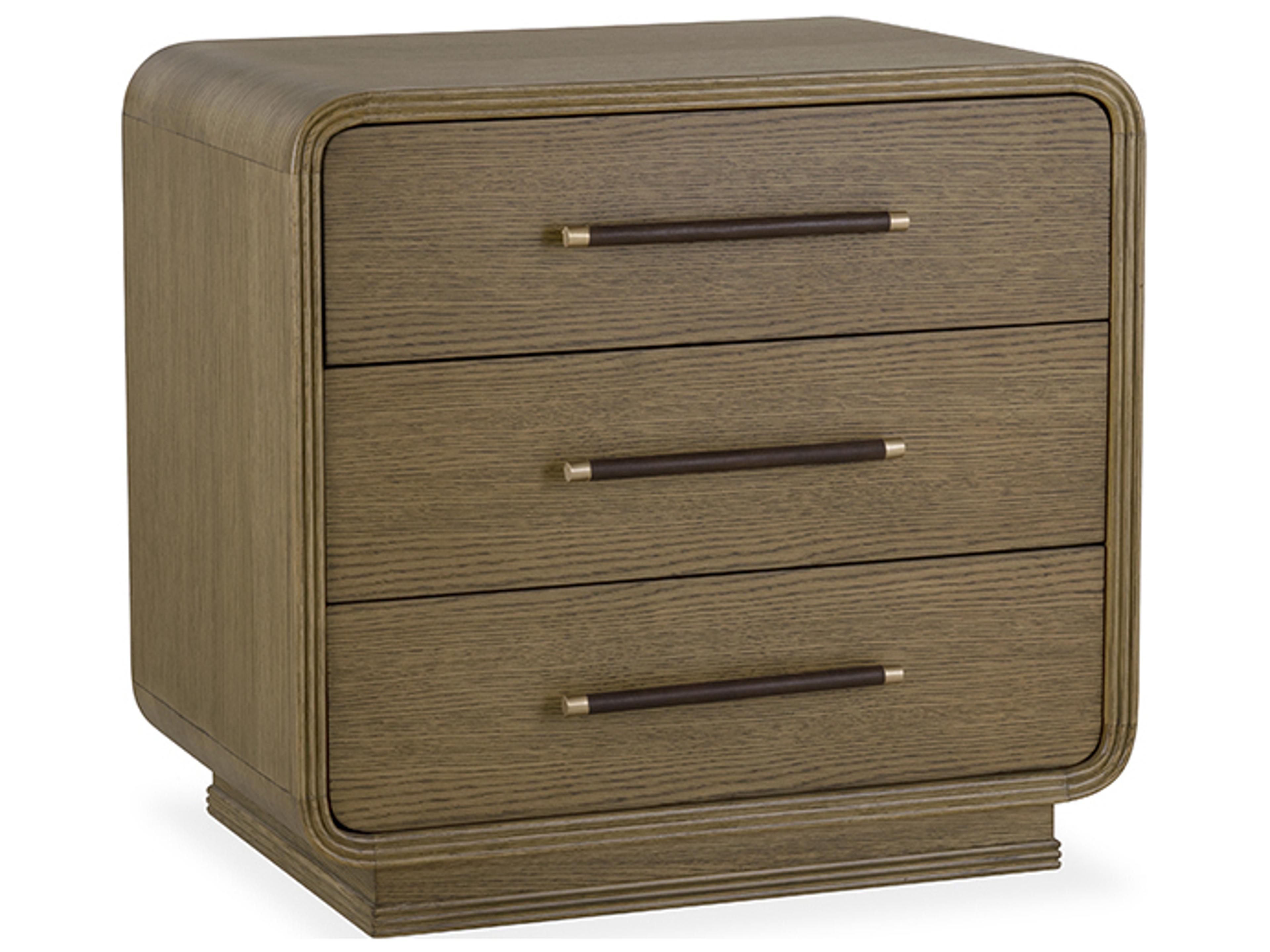 Samuel 3-Drawers Brown Oak Wood Nightstand