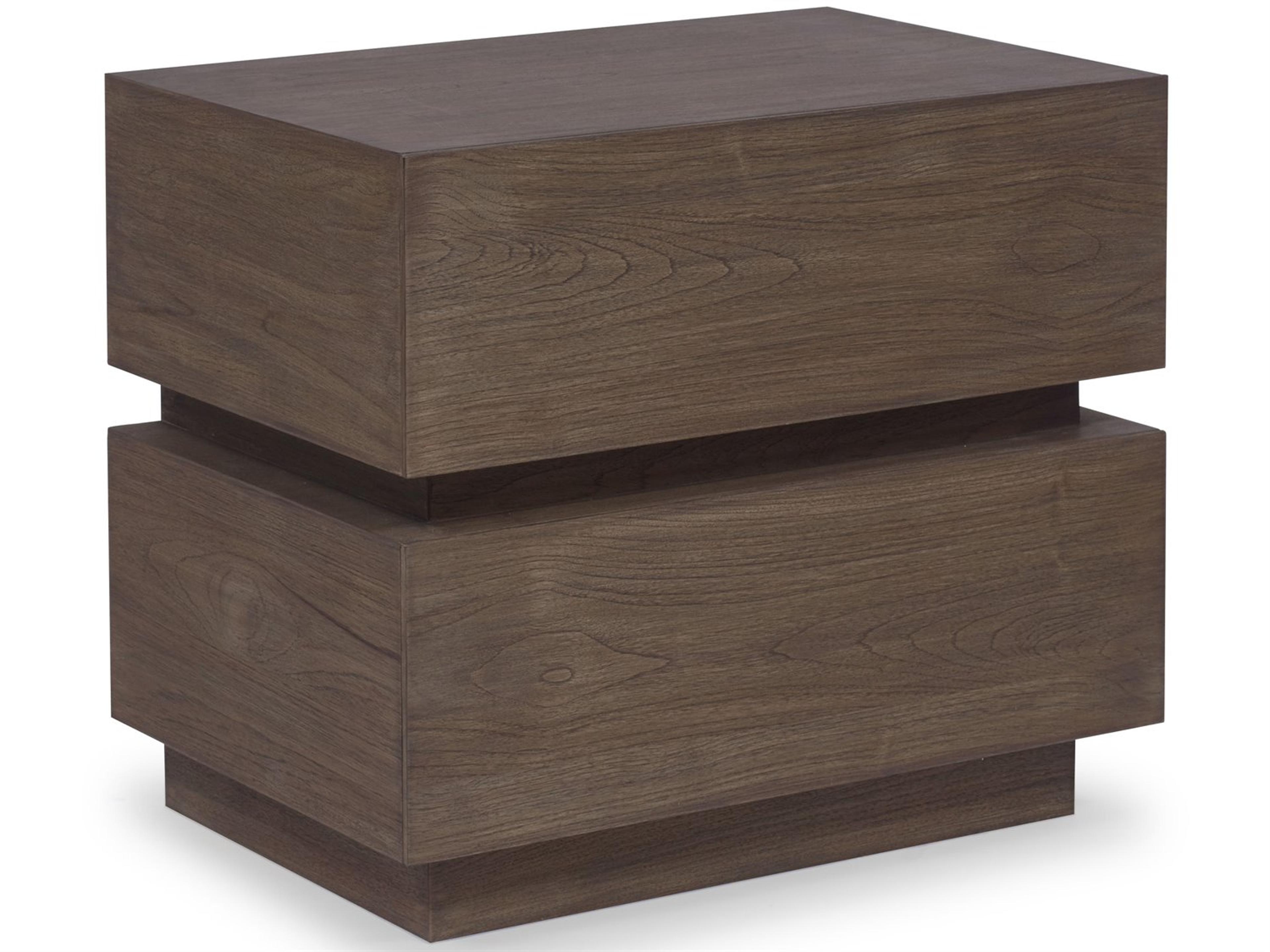 Thane 2-Drawers Brown Teak Wood Nightstand