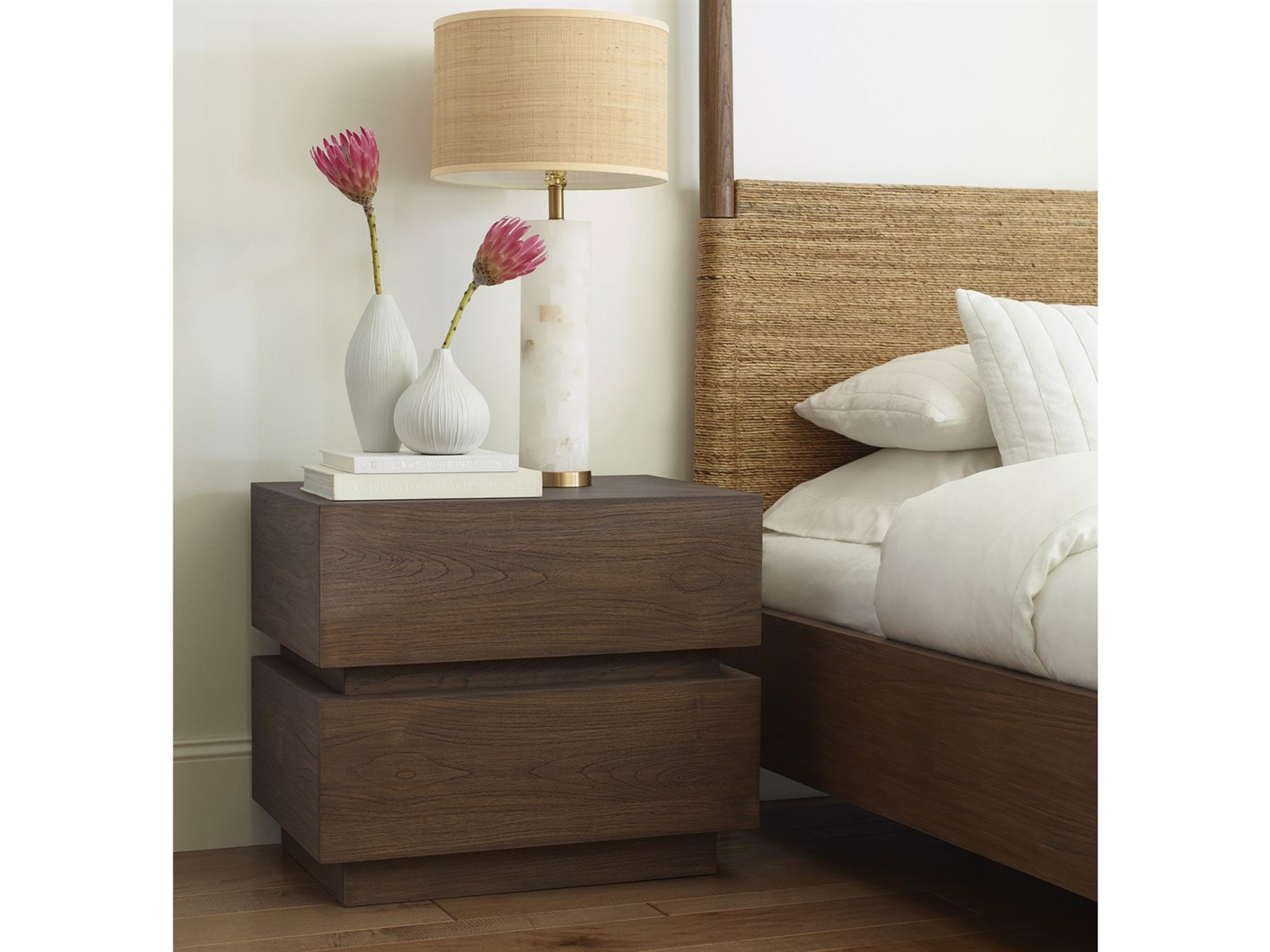 Brownstone Thane 2-Drawers Brown Teak Wood Nightstand